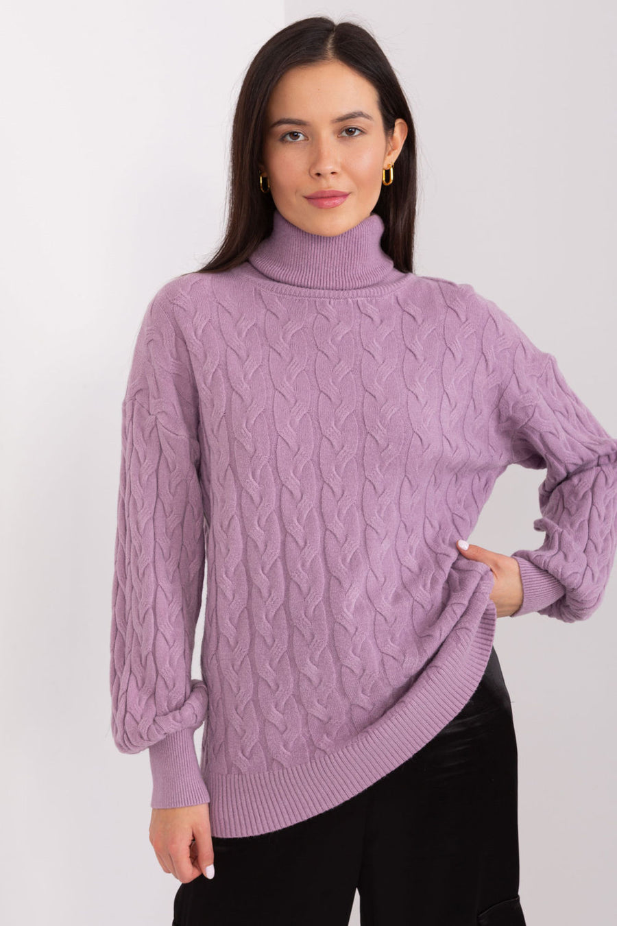 AT Light Violet Long Sleeve Roll Neck Jumper