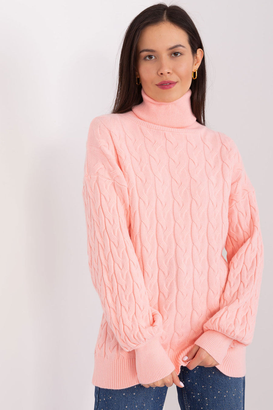 AT Peach Long Sleeve Roll Neck Jumper
