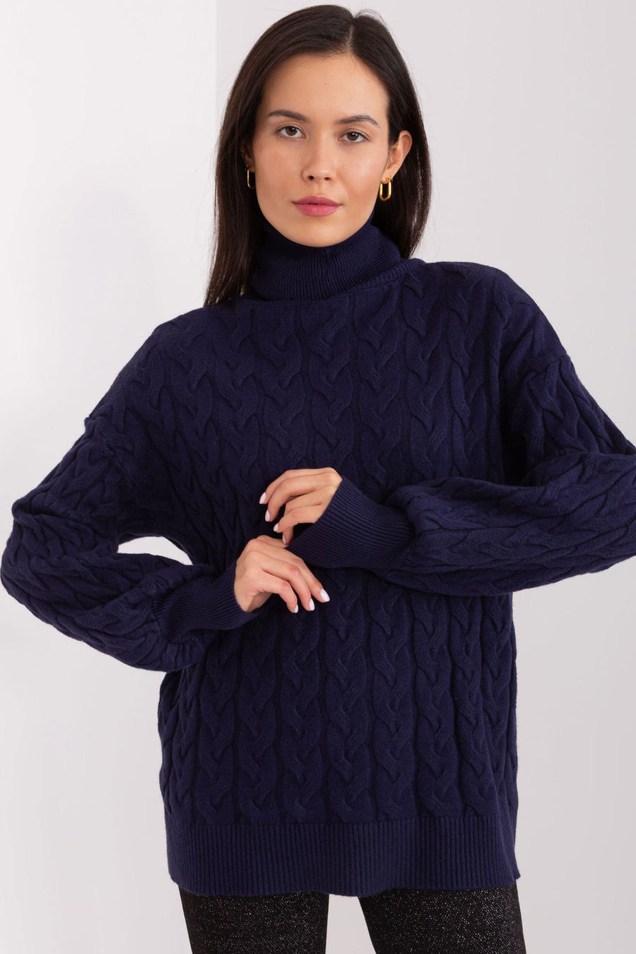 AT Navy Long Sleeve Roll Neck Jumper
