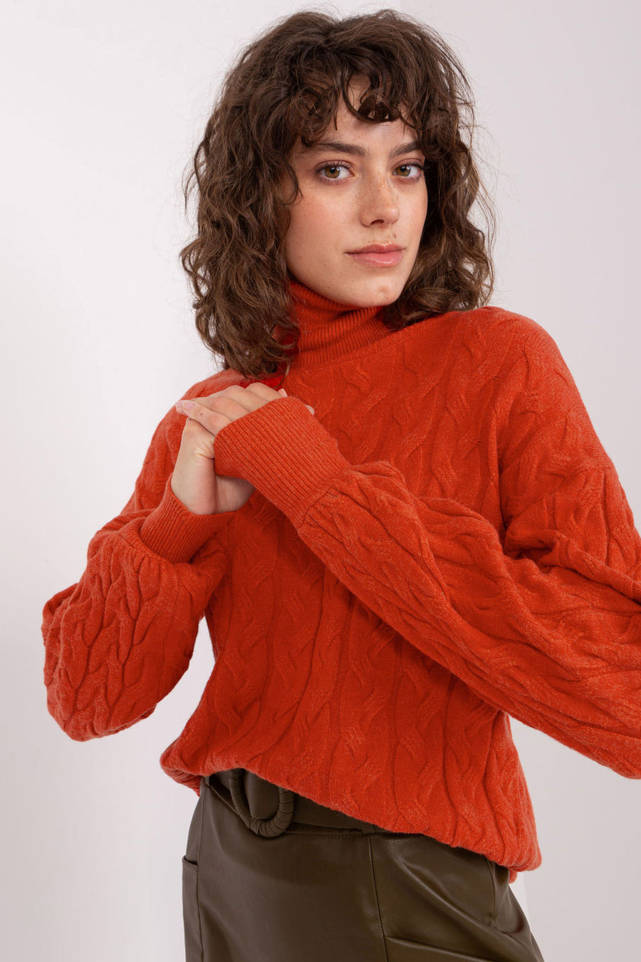 AT Dark Orange Long Sleeve Roll Neck Jumper