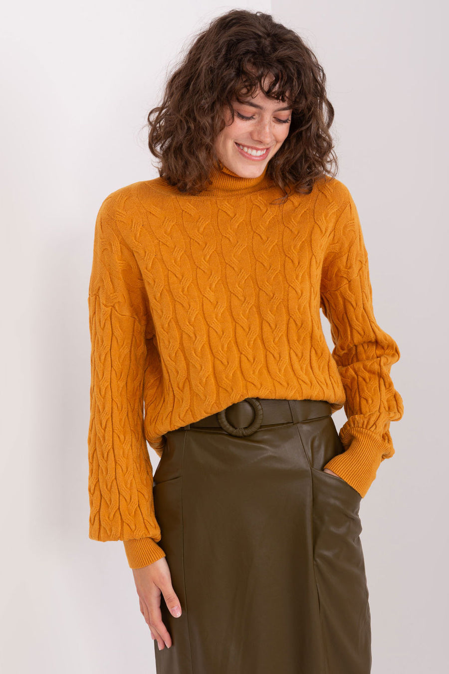 AT Dark Yellow Long Sleeve Roll Neck Jumper