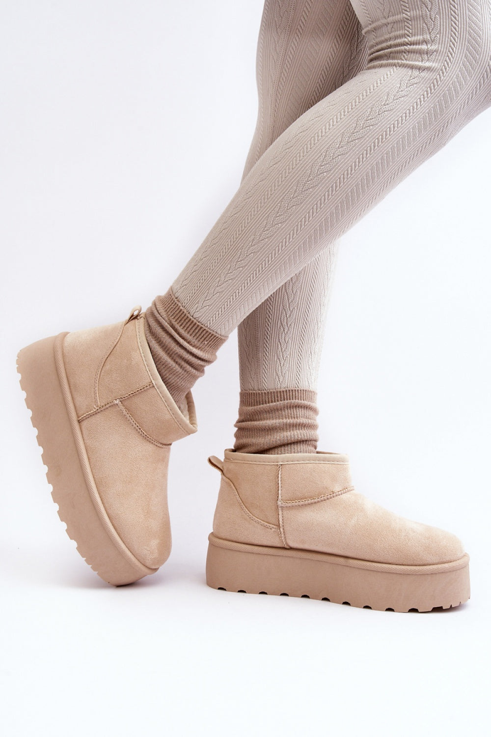 Step In Style Mennja Light Beige Faux Suede Platform Snow Boots - view 2