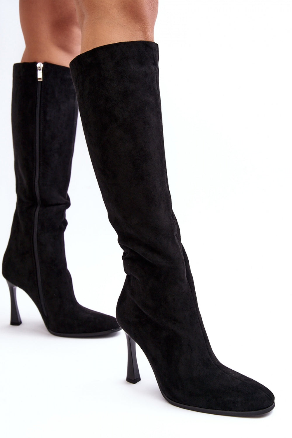 Step In Style Isot Black Faux Suede Stiletto Heeled Ankle Boots - view 3