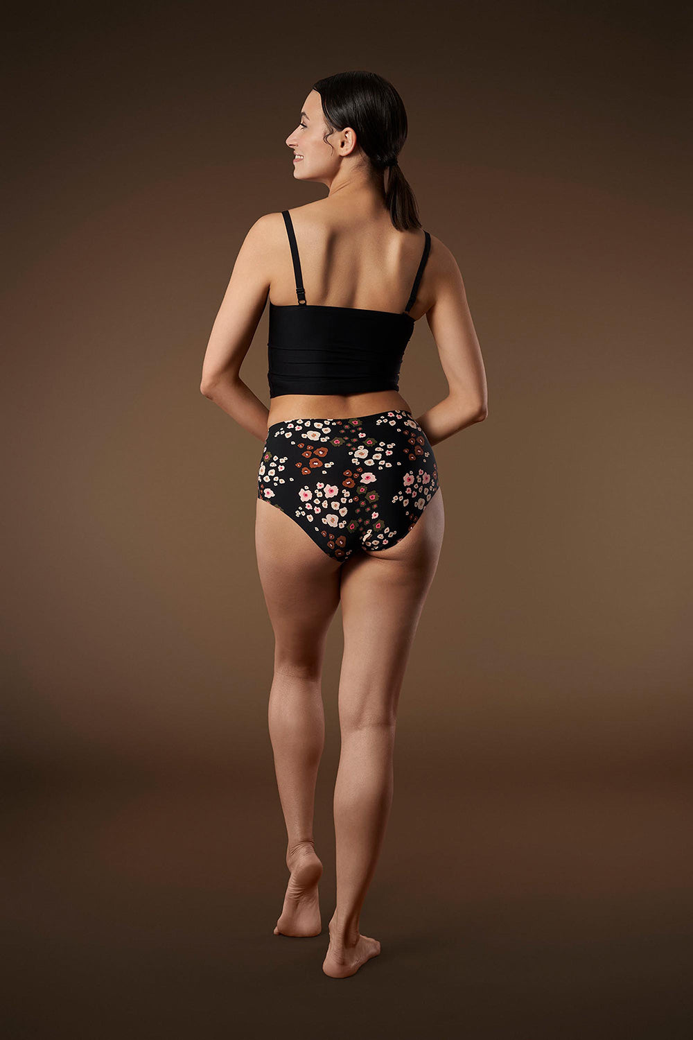 Julimex Peggy Brown Knitted Floral High Waisted Knickers - view 2