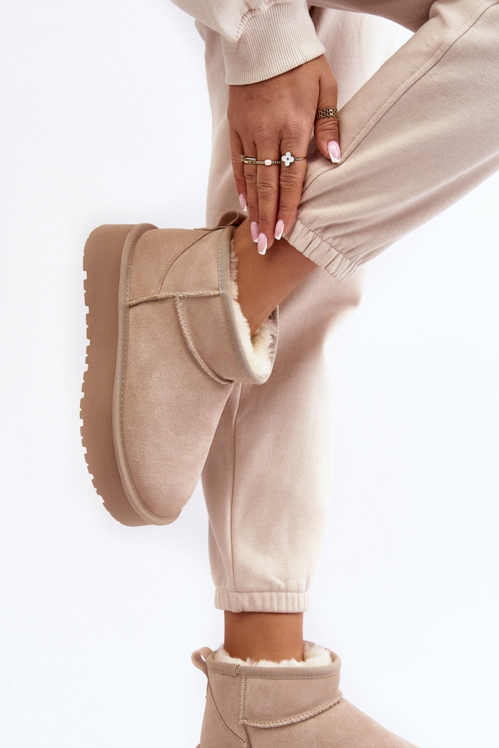 Step In Style Nucca Beige Leather Platform Snow Boots - view 2