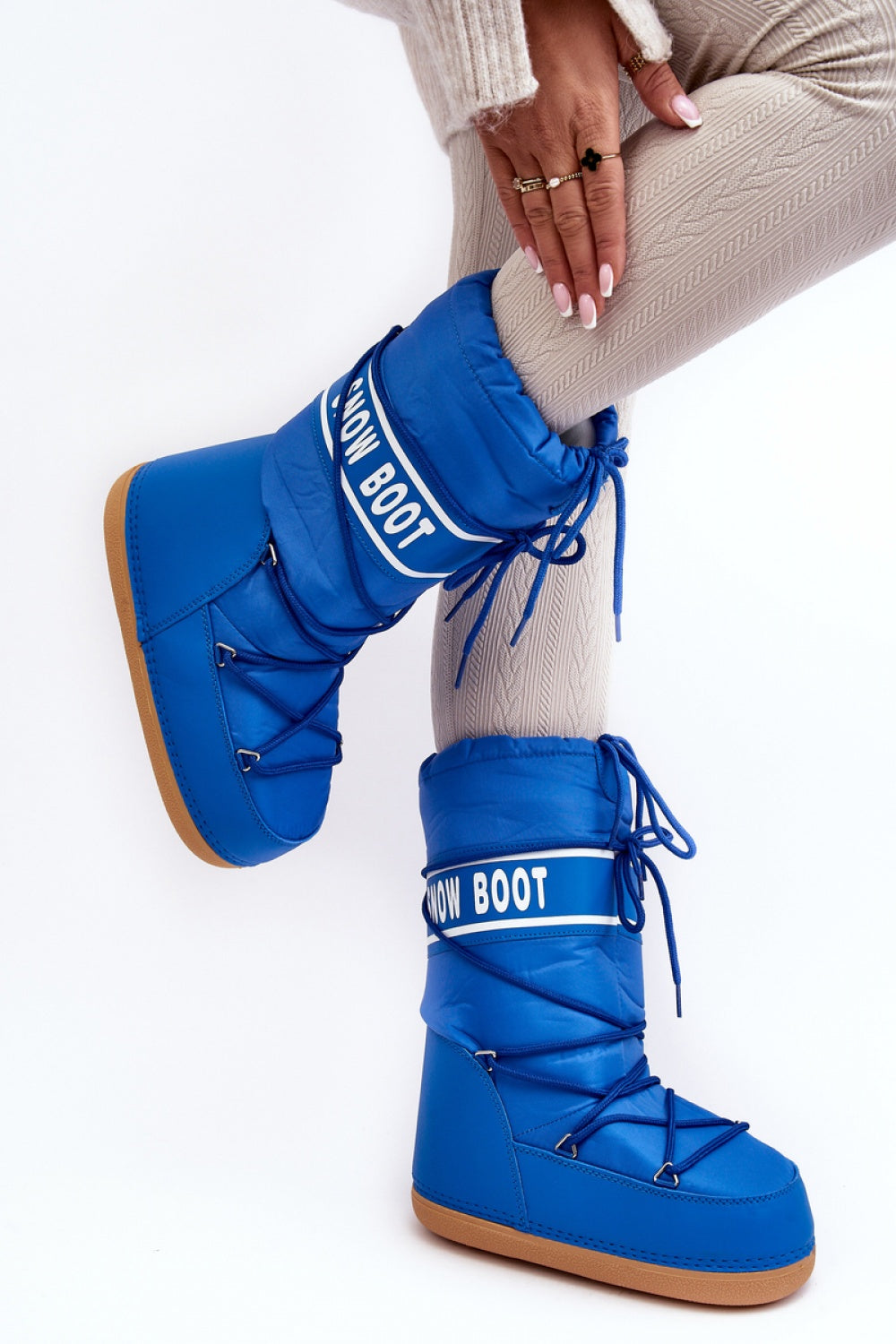 Step In Style Blue Faux Leather Platform Snow Boots - view 2