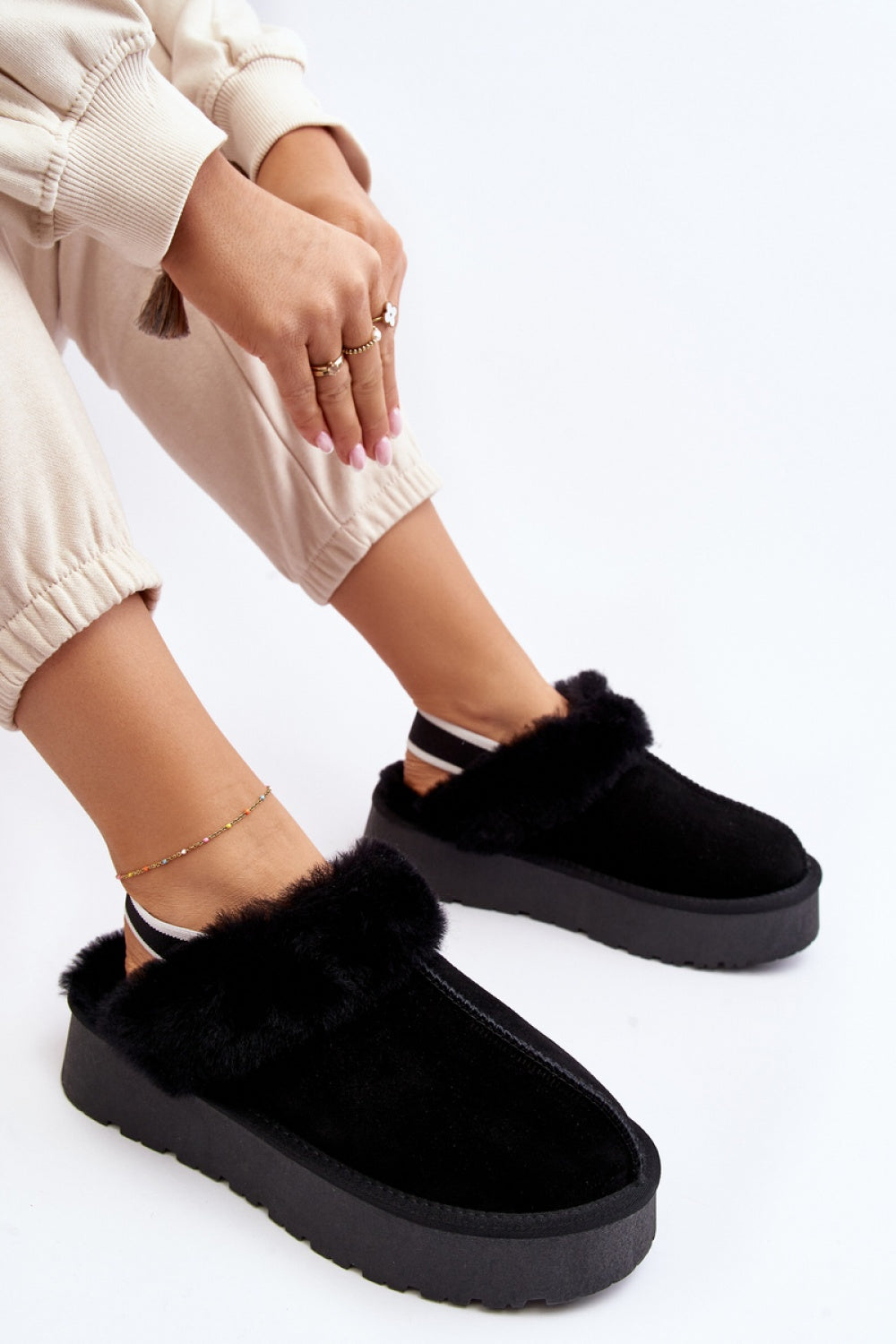 Step In Style Sophienne Black Suede Platform Slippers - view 2