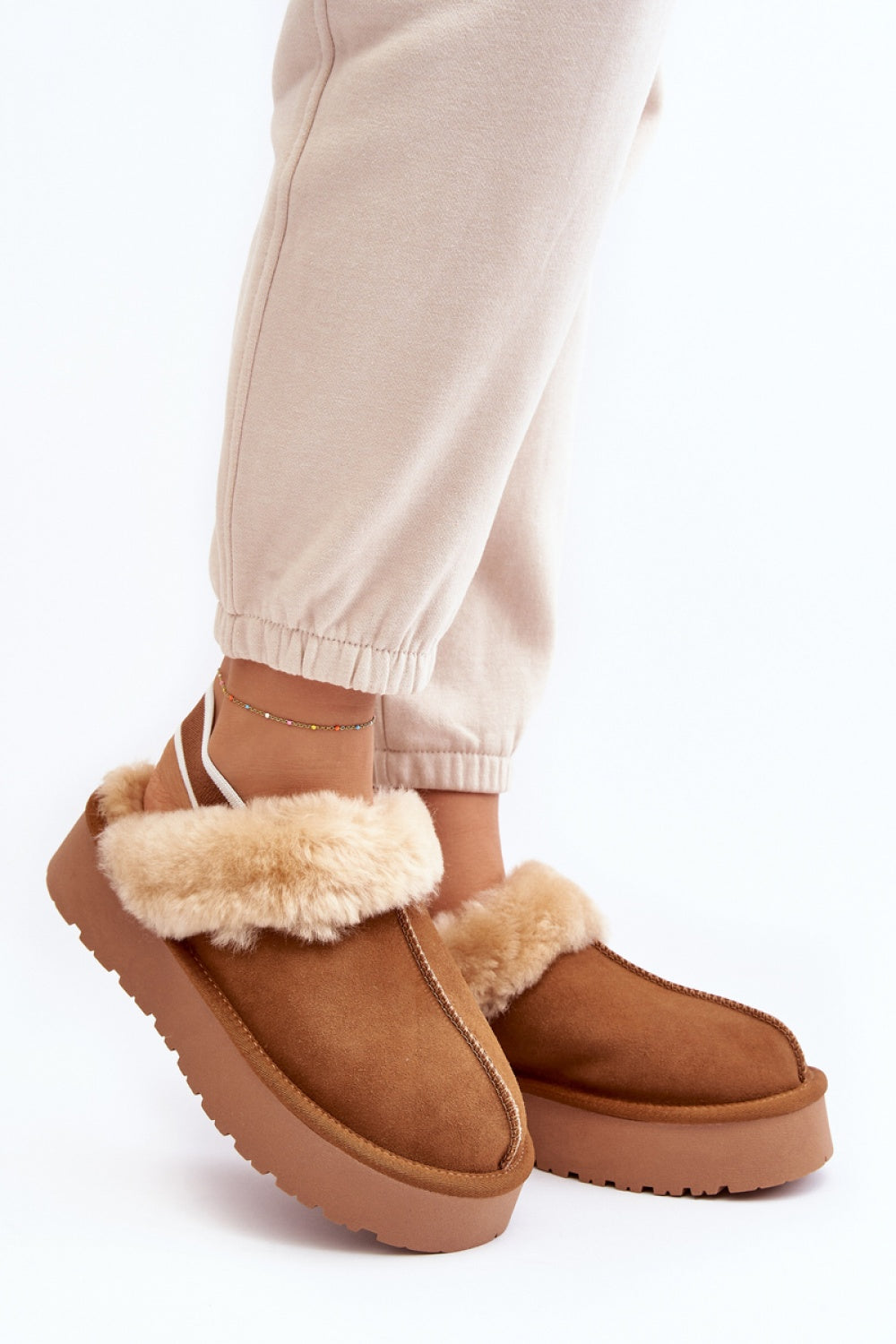 Step In Style Sophienne Camel Suede Platform Slippers