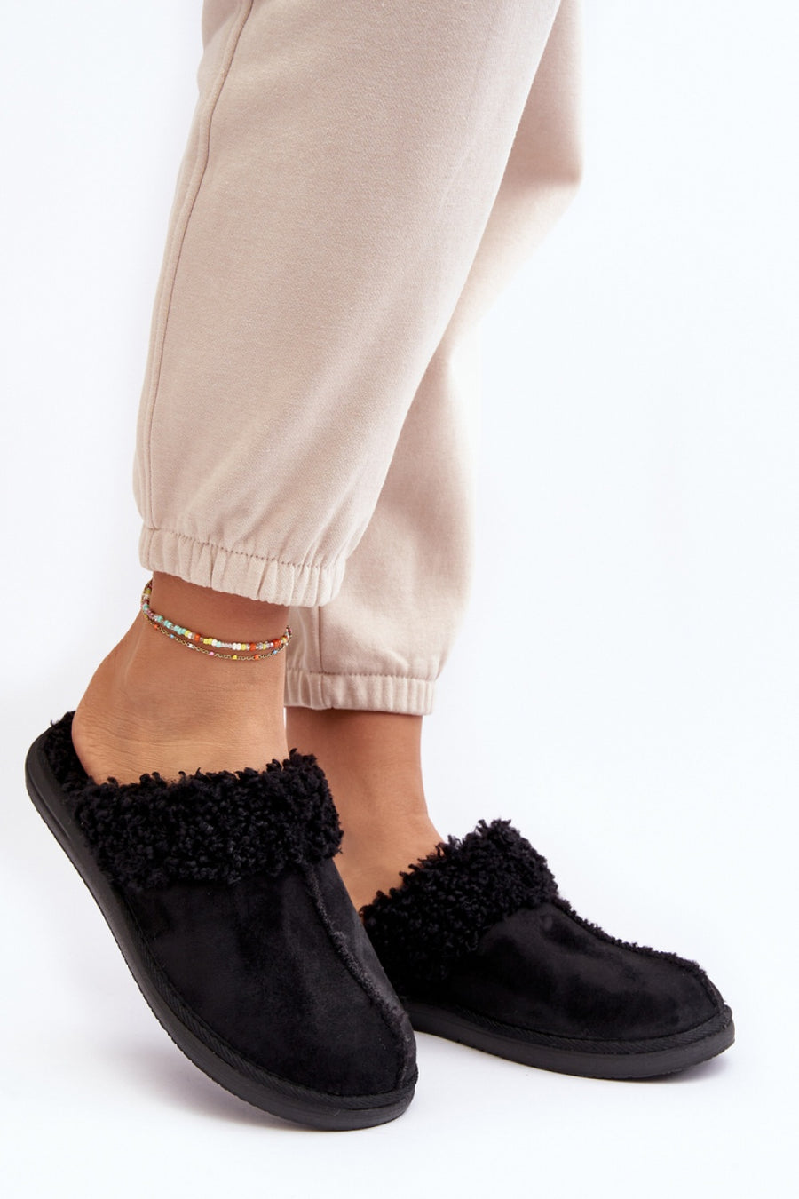 Step In Style Inblu Black Warm Lined Slippers