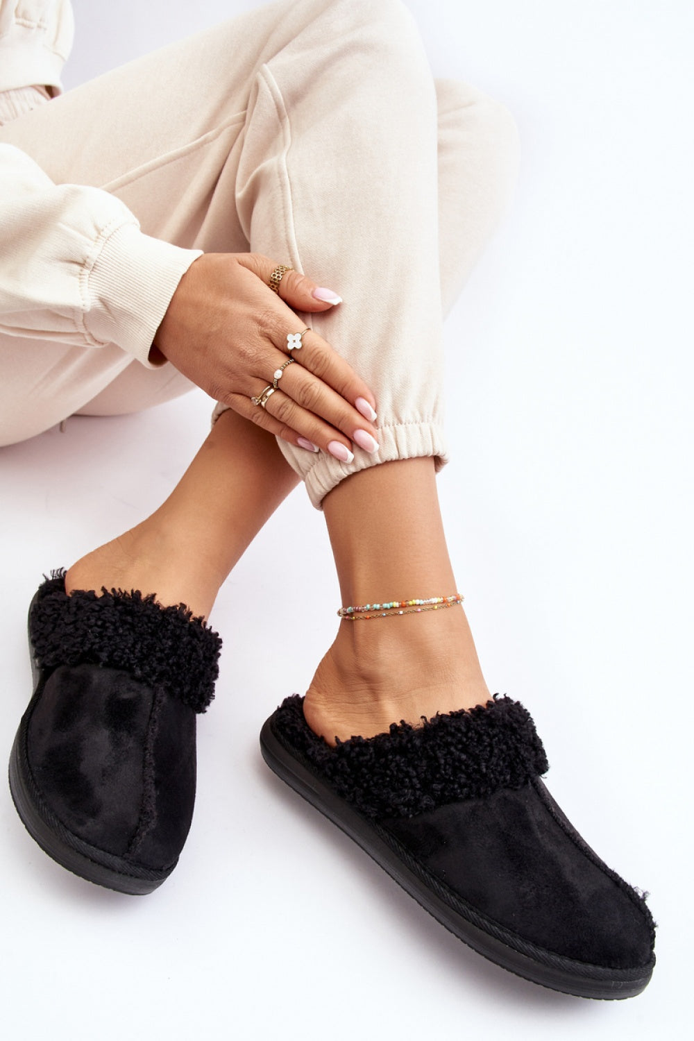 Step In Style Inblu Black Warm Lined Slippers - view 2
