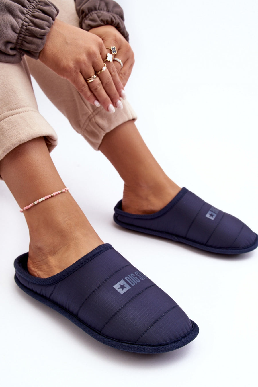 Step In Style Navy Warm Lined Slippers