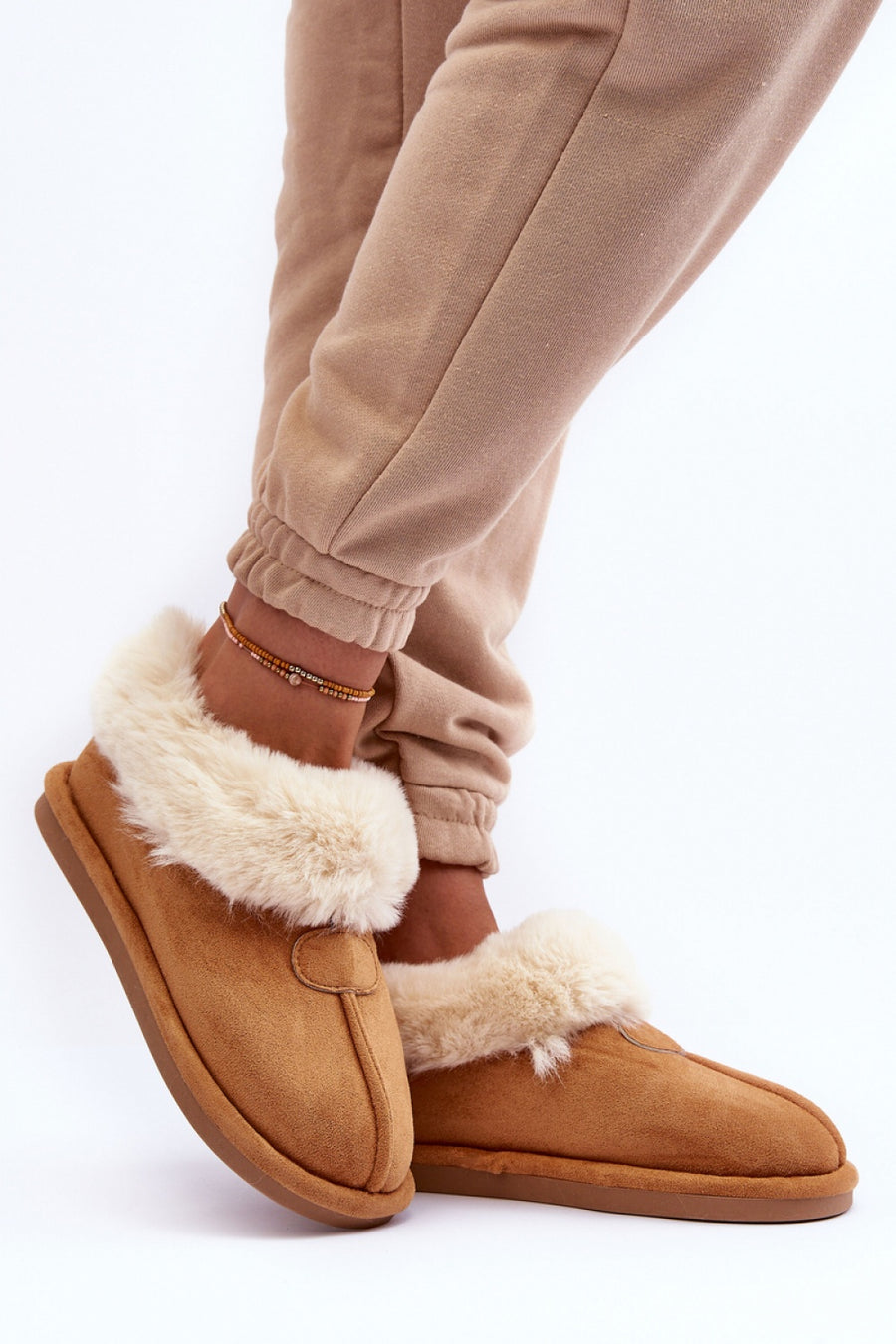 Step In Style Lanoze Camel Faux Suede Platform Slippers