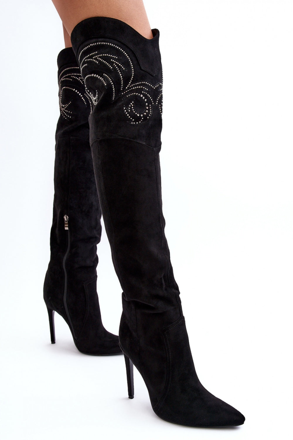 Step In Style Vessy Black Faux Suede Stiletto Heeled Ankle Boots - view 2