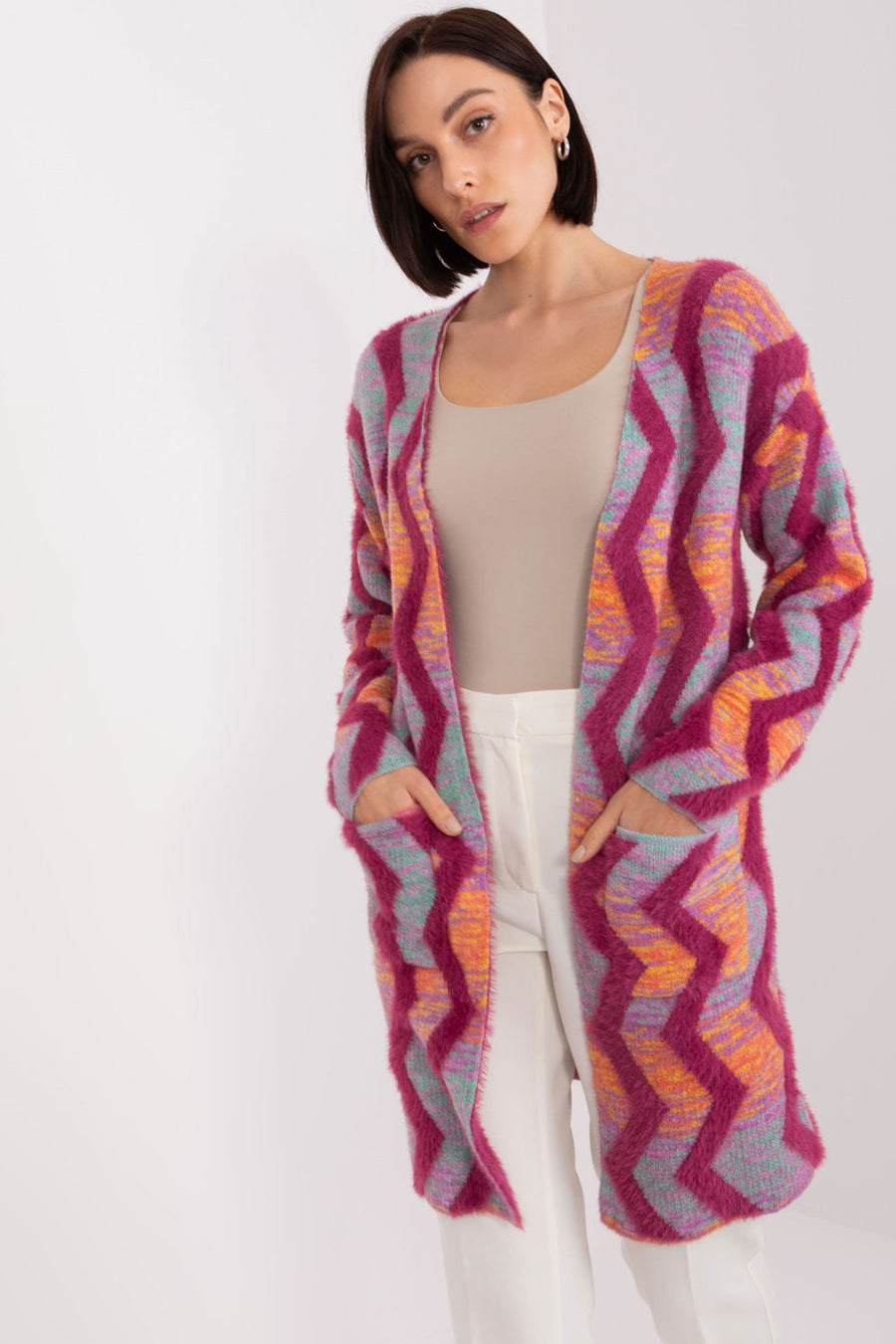 AT Fuchsia Long Sleeve Cardigan