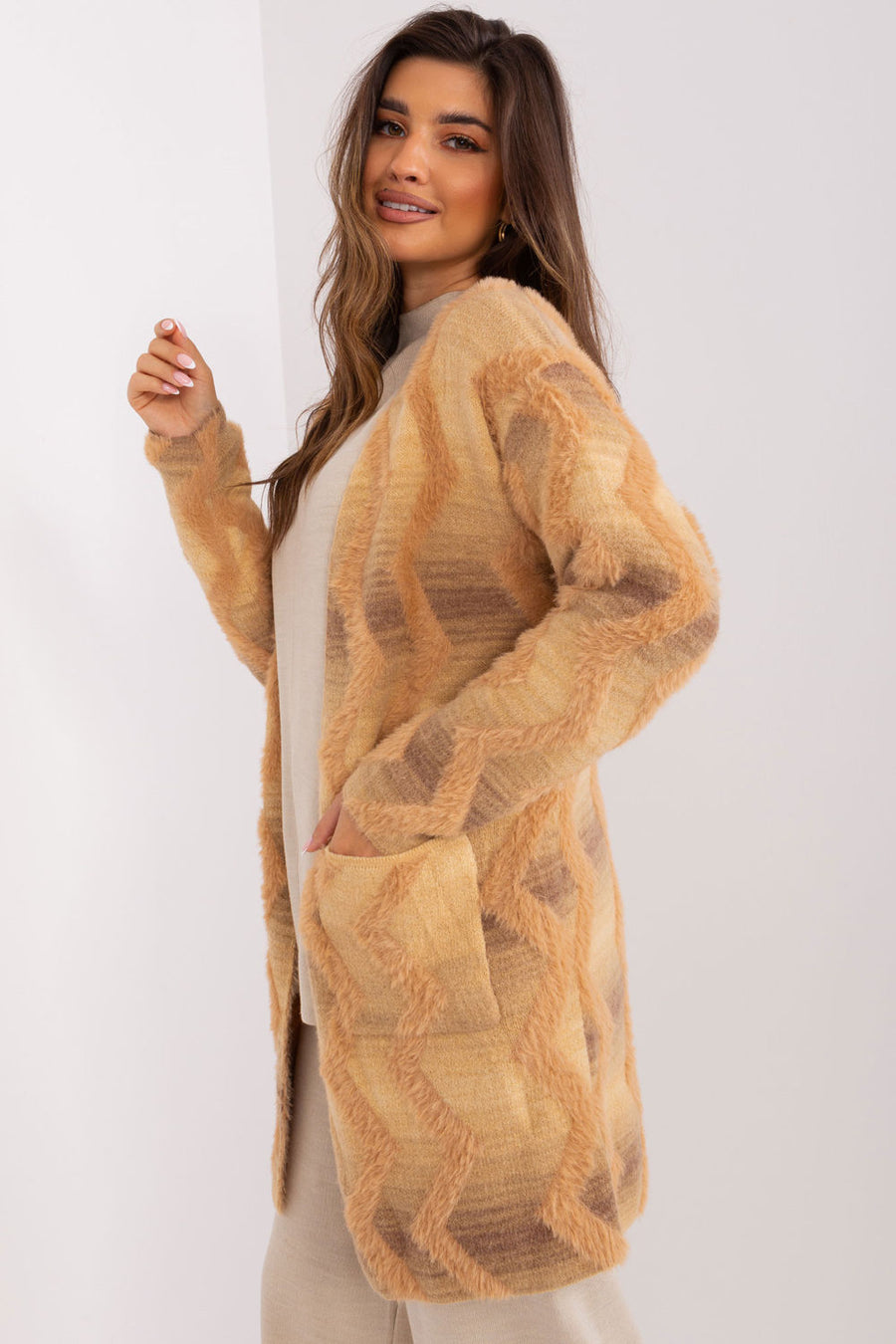 AT Beige Long Sleeve Cardigan