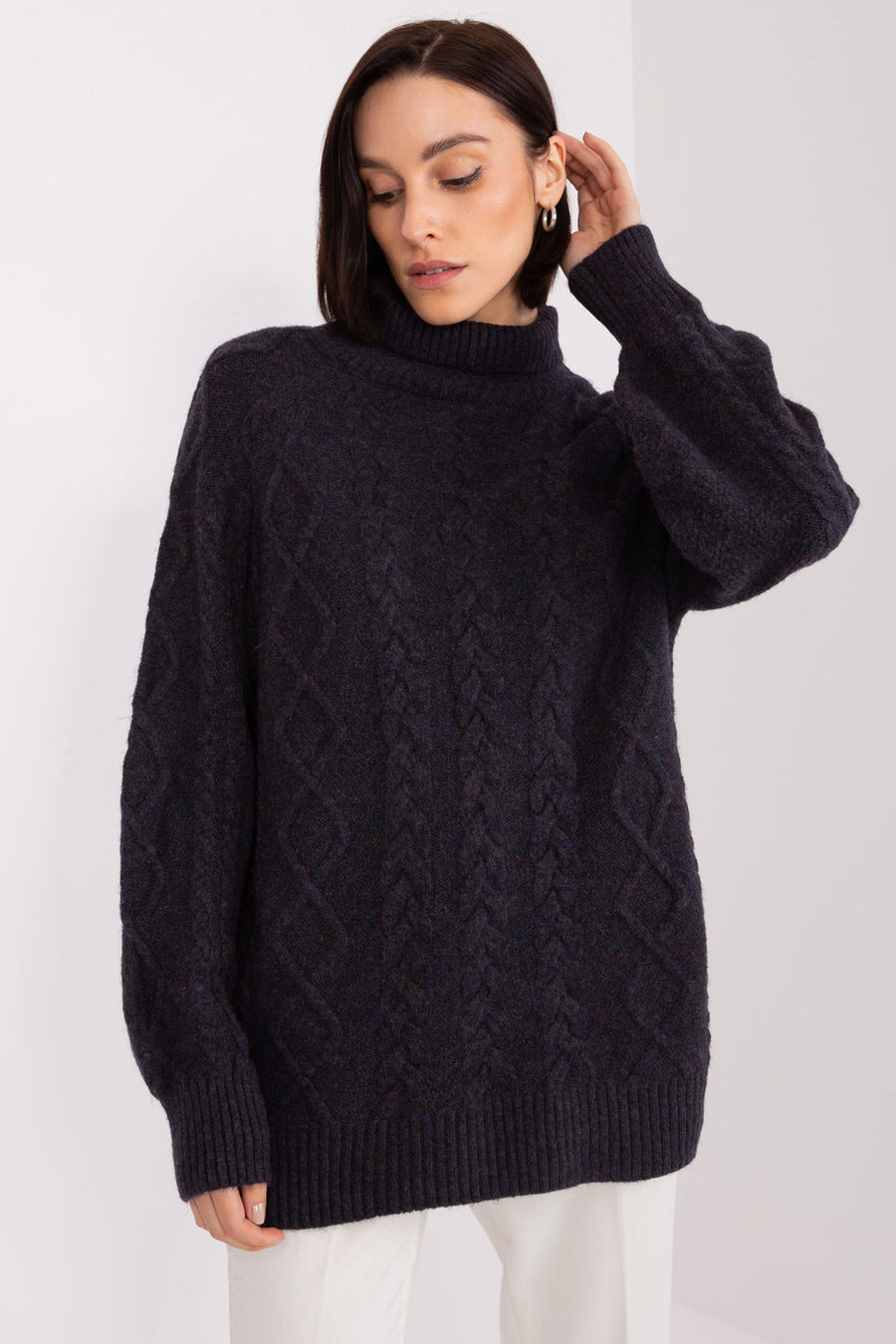 AT Black Long Sleeve Roll Neck Jumper