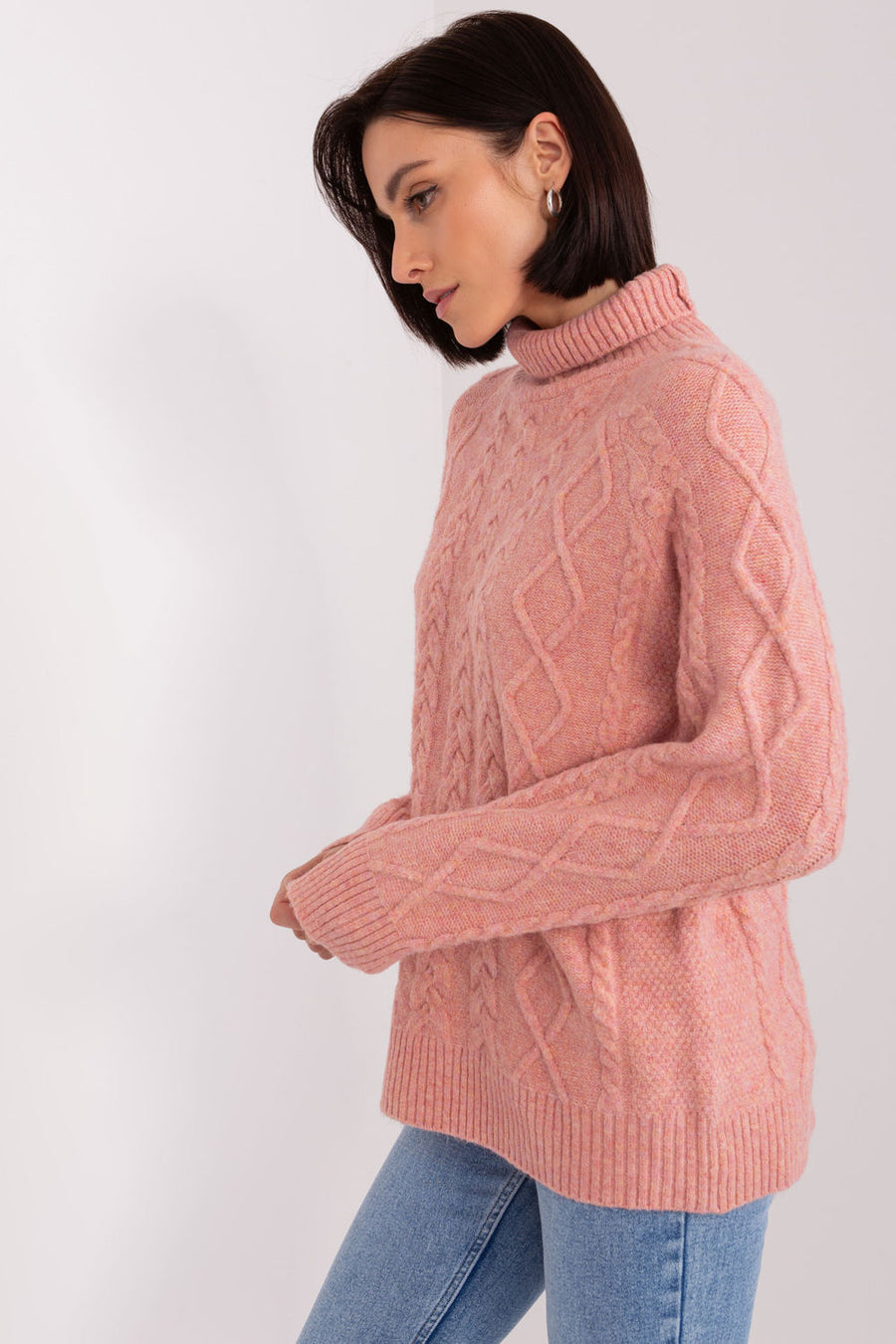 AT Dark Pink Long Sleeve Roll Neck Jumper