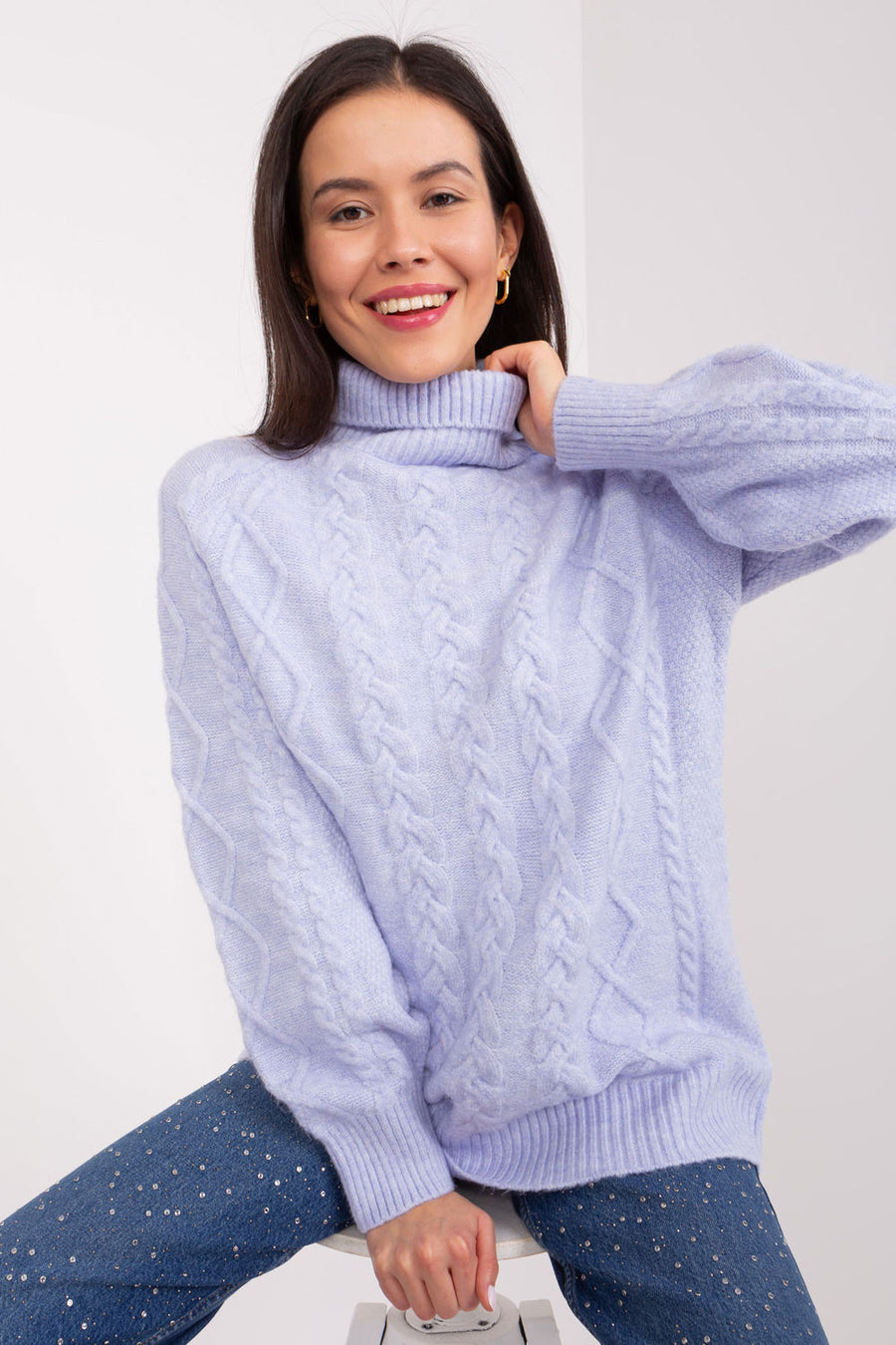 AT Light Violet Acrylic Long Sleeve Roll Neck Jumper