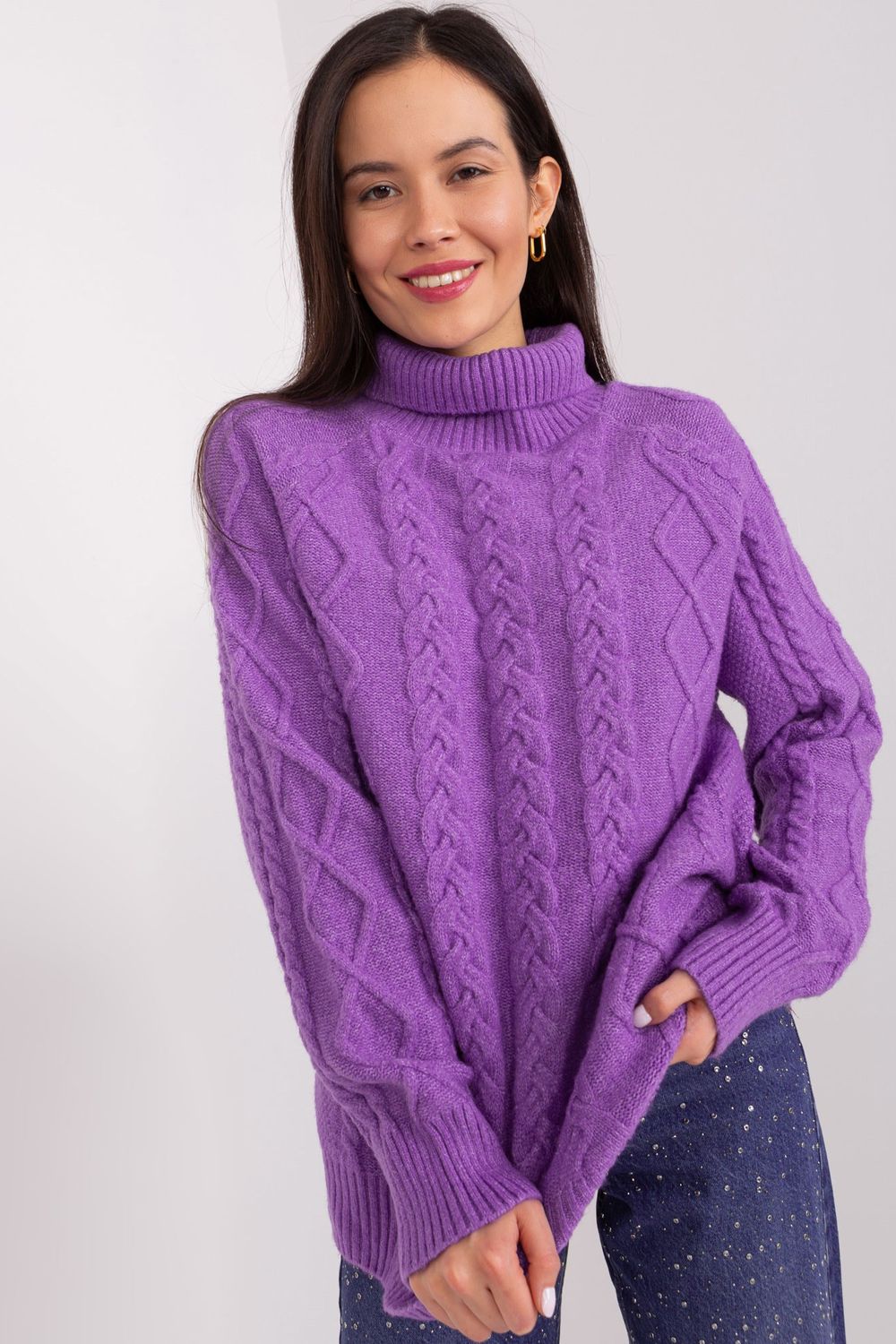 AT Violet Long Sleeve Roll Neck Jumper