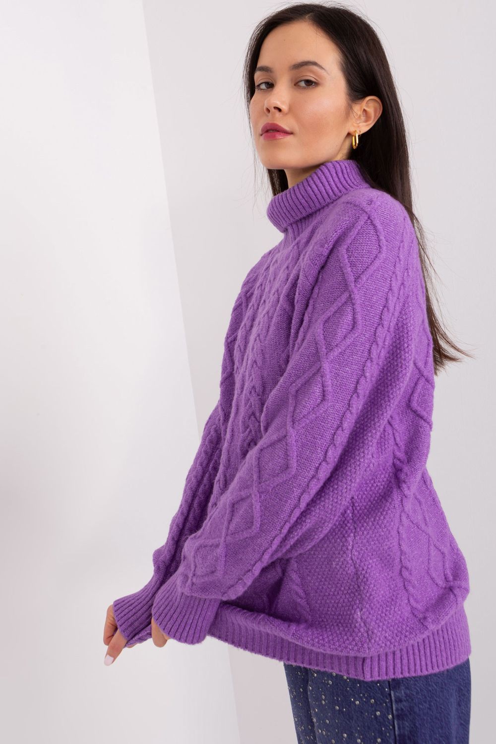 AT Violet Long Sleeve Roll Neck Jumper - view 3