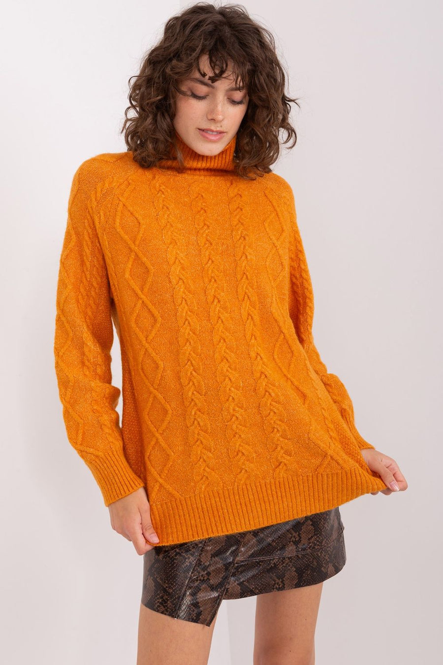 AT Light Orange Long Sleeve Roll Neck Jumper