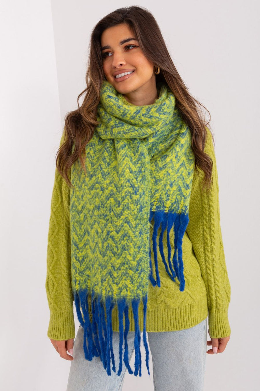 AT Dark Blue Loose Fit Polyester Shawl