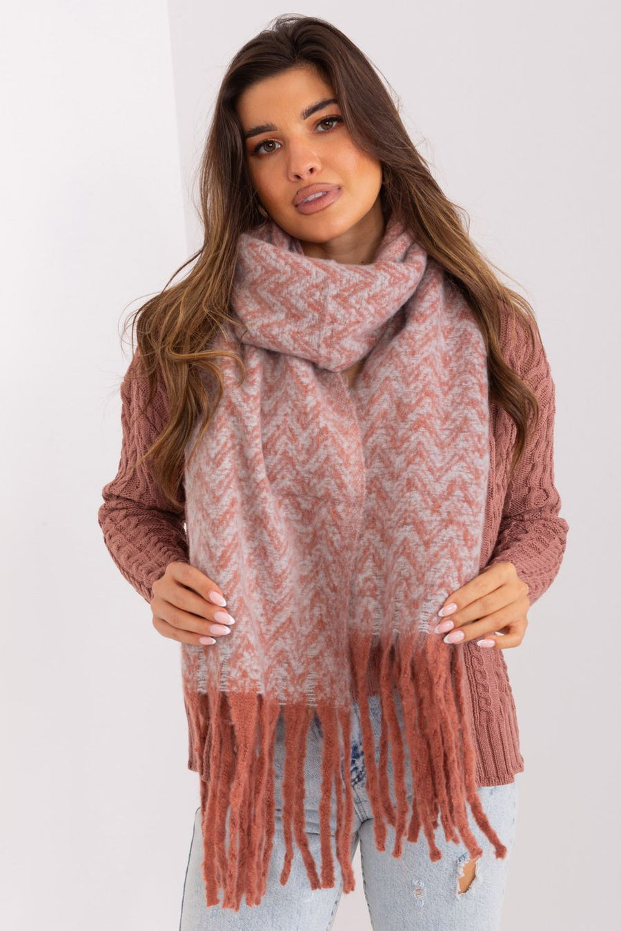 AT Orange Loose Fit Polyester Shawl