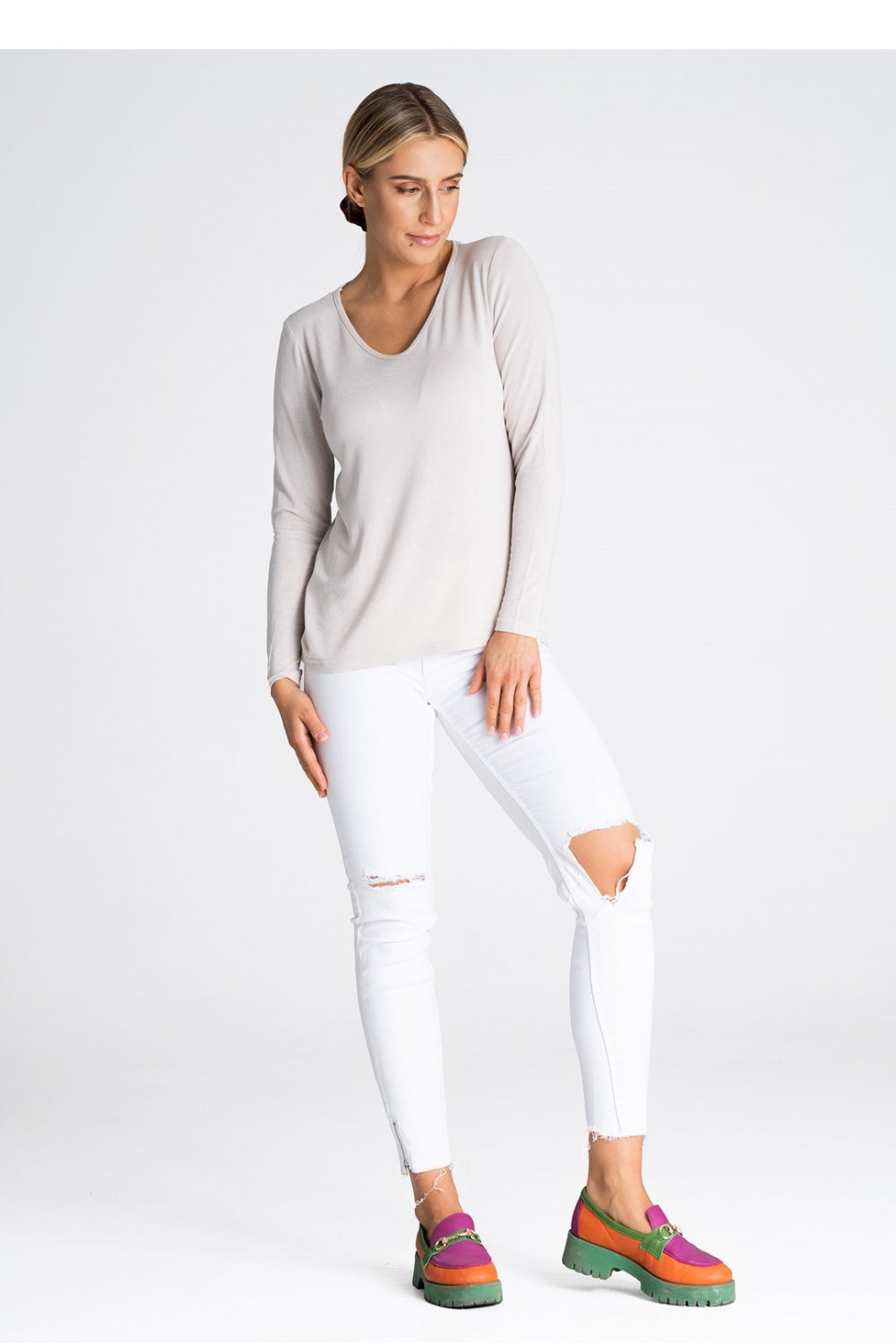Figl Beige Viscose Long Sleeve Blouse - view 2
