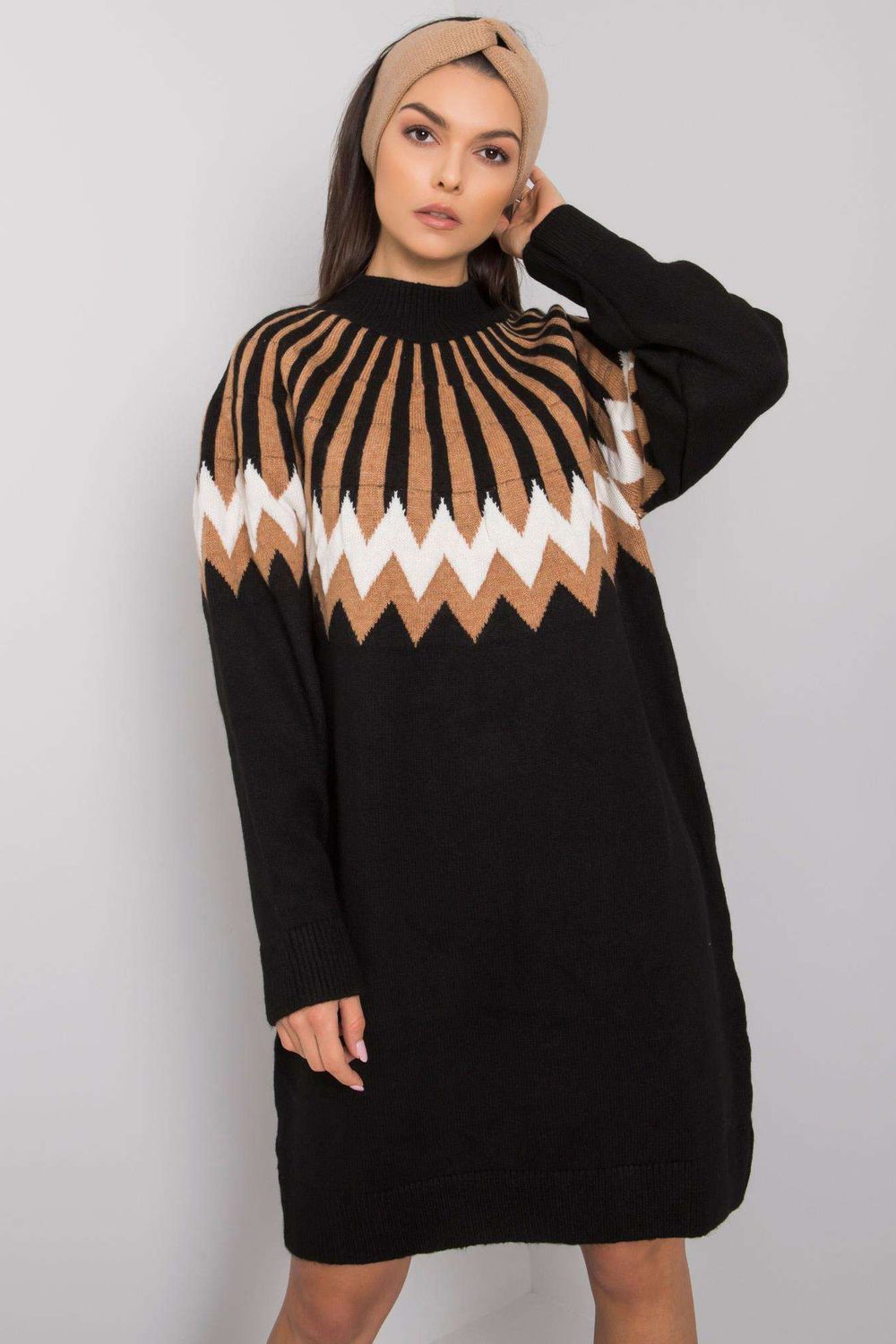 Rue Paris Black Knitted Long Sleeve Dress