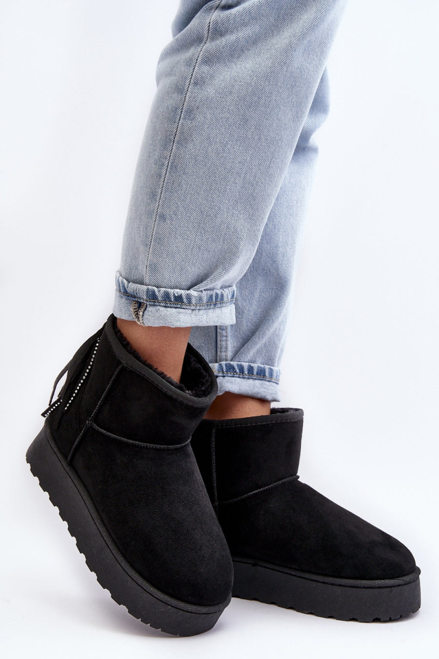 Step In Style Lirico Black Faux Suede Platform Snow Boots