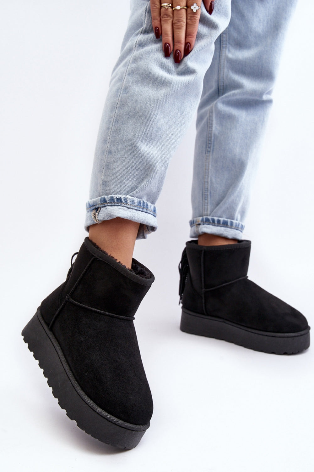 Step In Style Lirico Black Faux Suede Platform Snow Boots - view 2