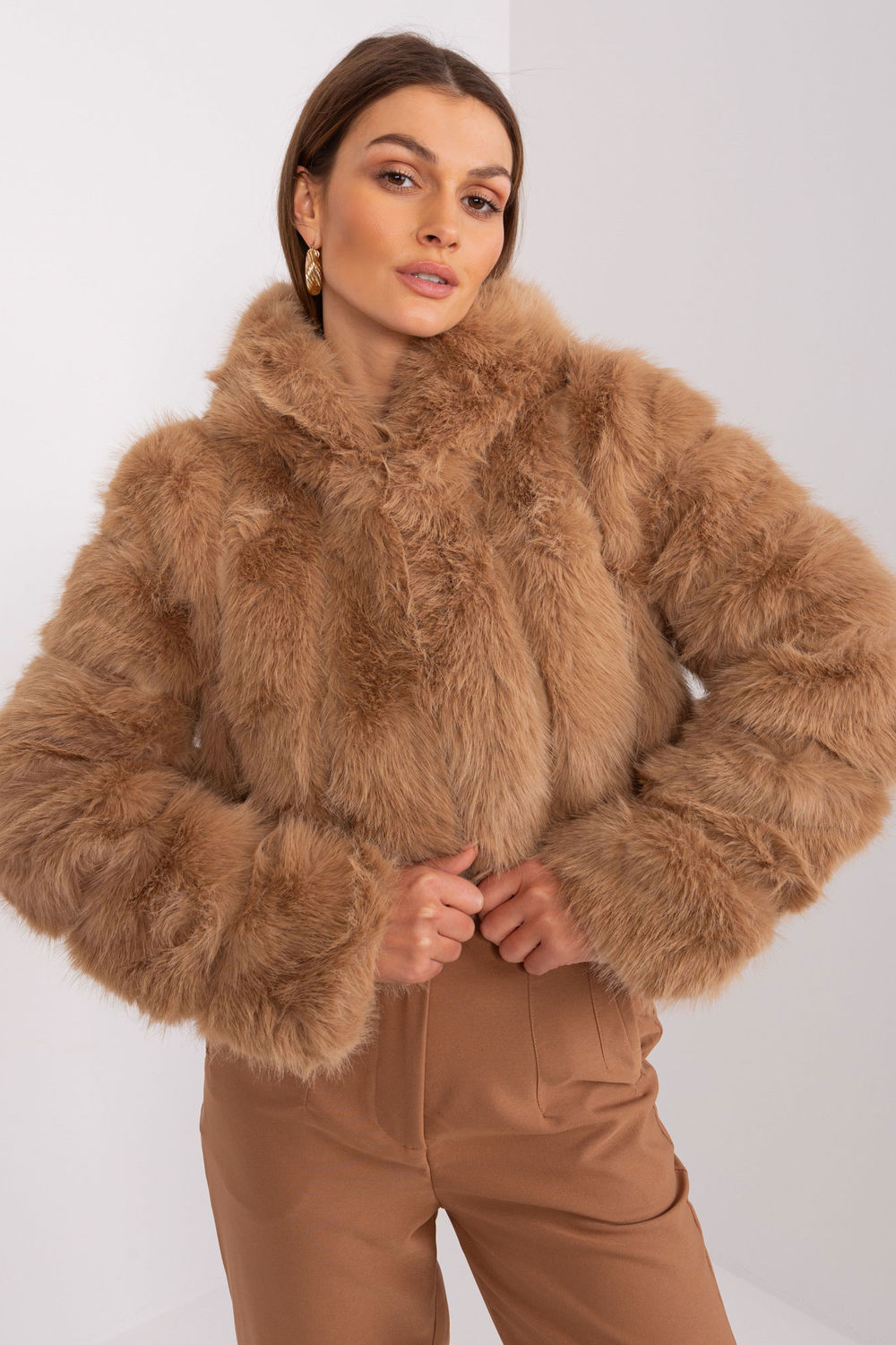 AT Camel Hooded Long Sleeve Jacket