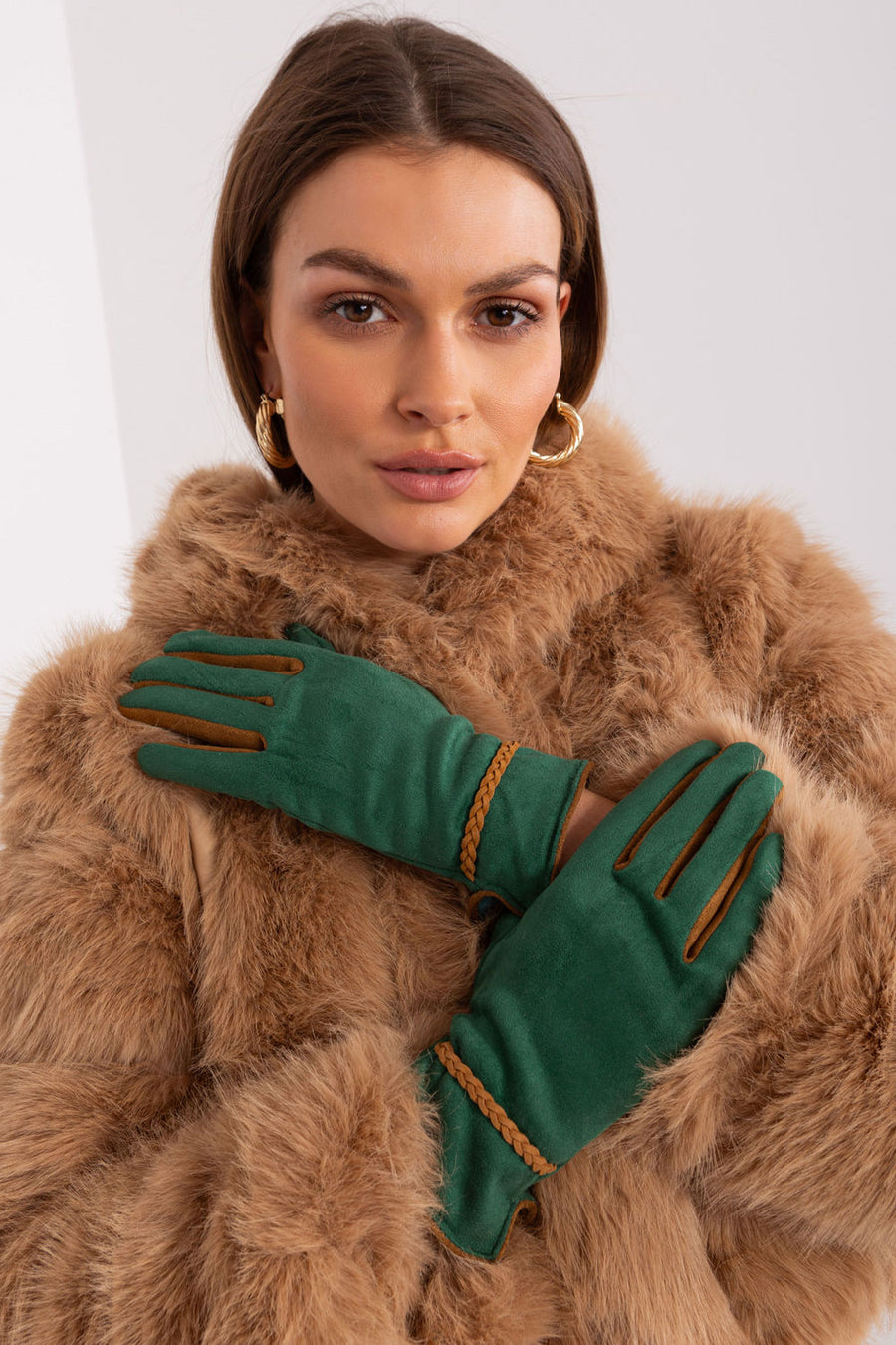 AT Dark Green Gloves with Embroidery