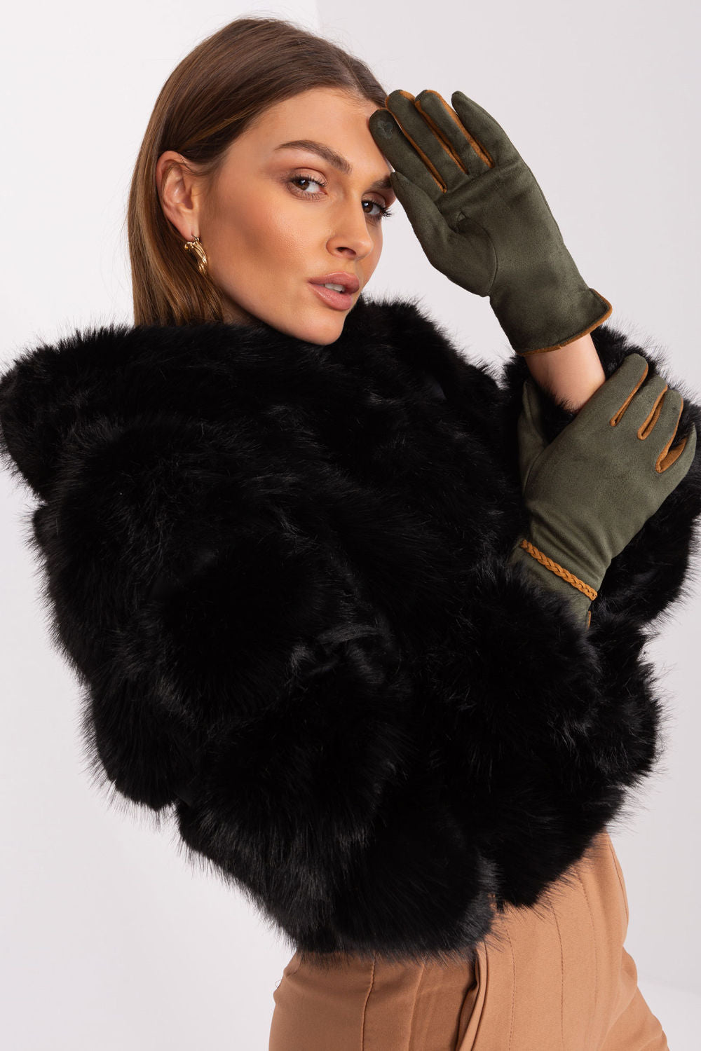 AT Khaki Polyester Gloves - view 3