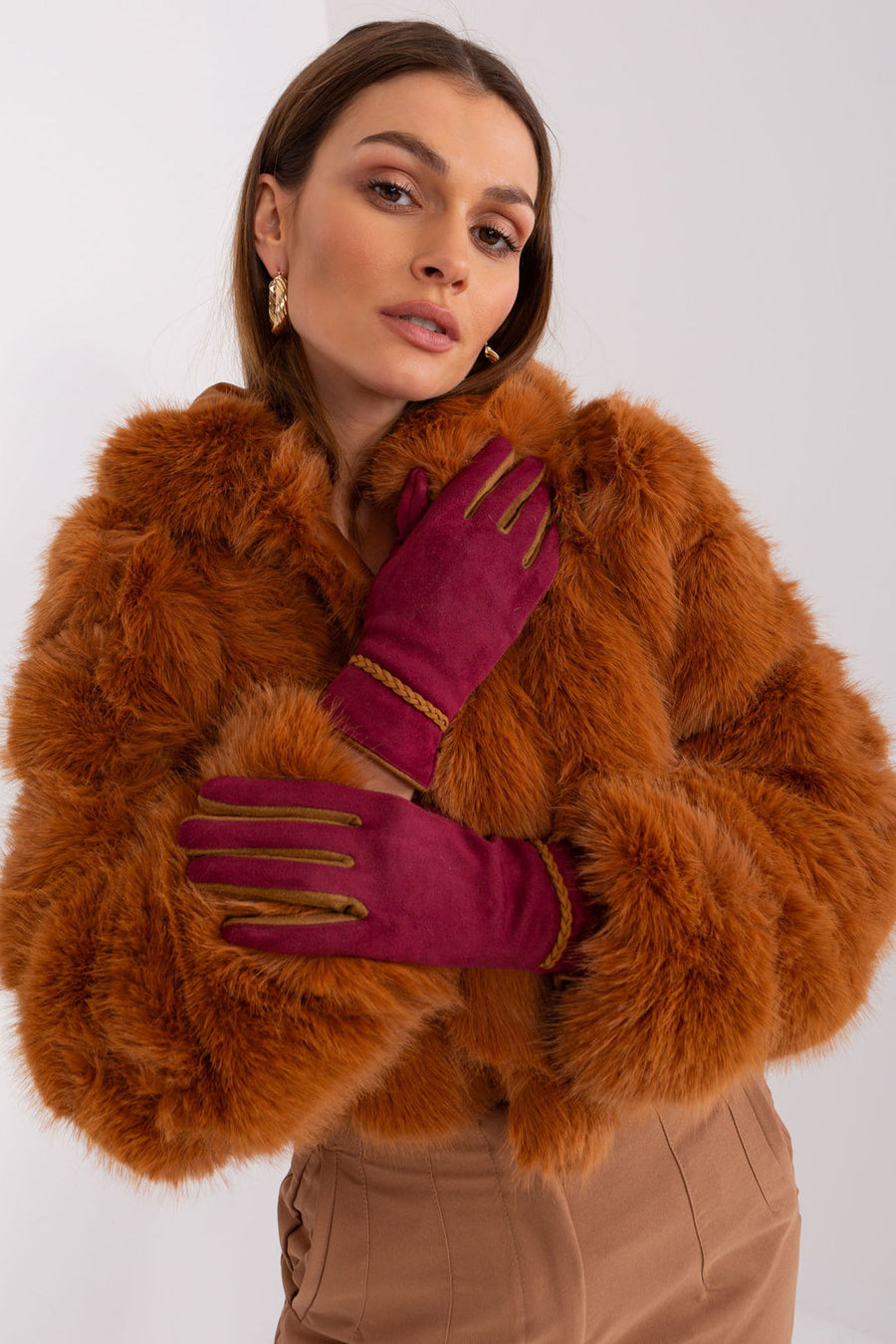 AT Burgundy Polyester Gloves