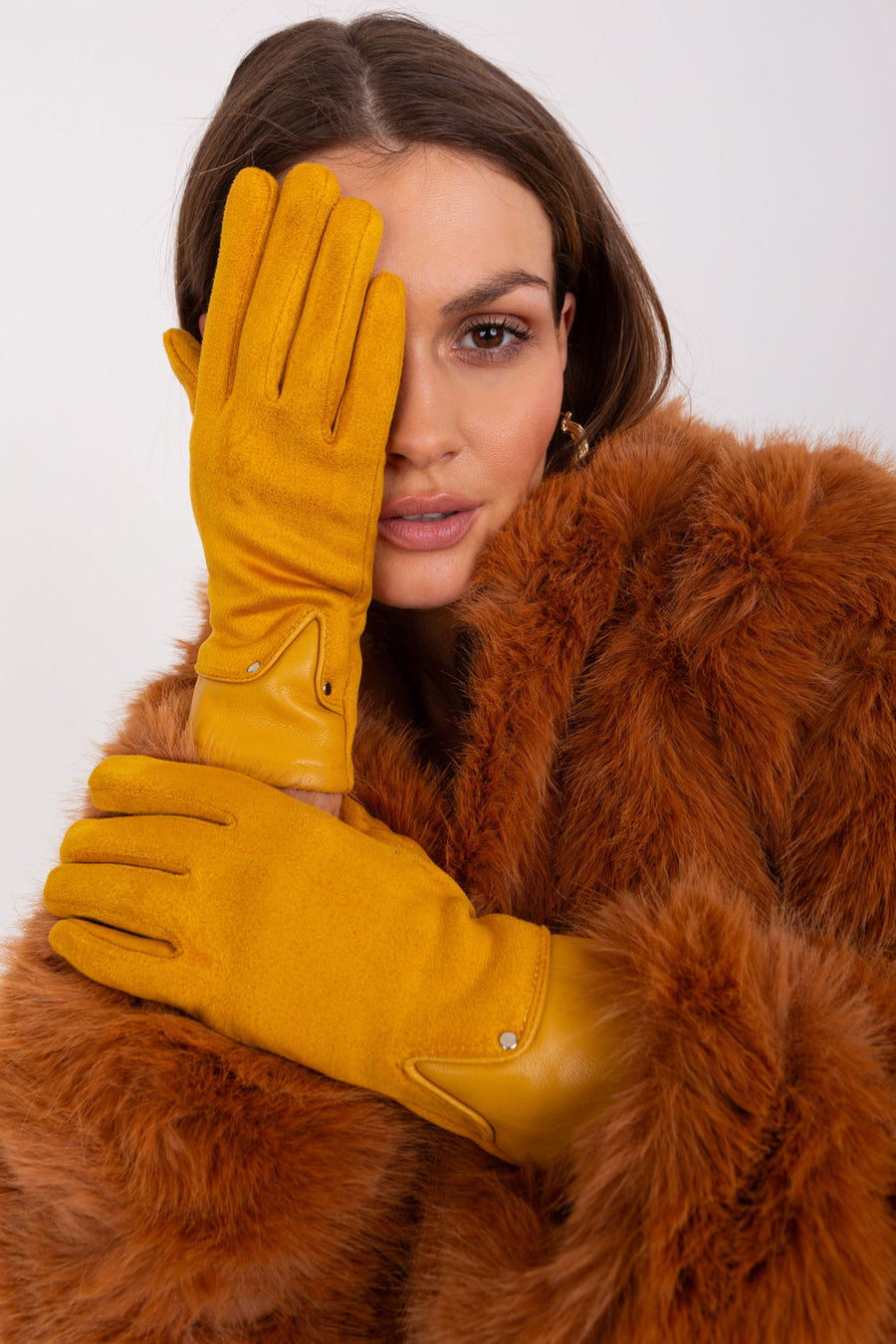AT Dark Yellow Gloves with Embroidery