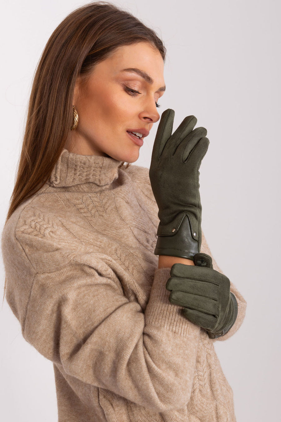 AT Khaki Gloves with Embroidery