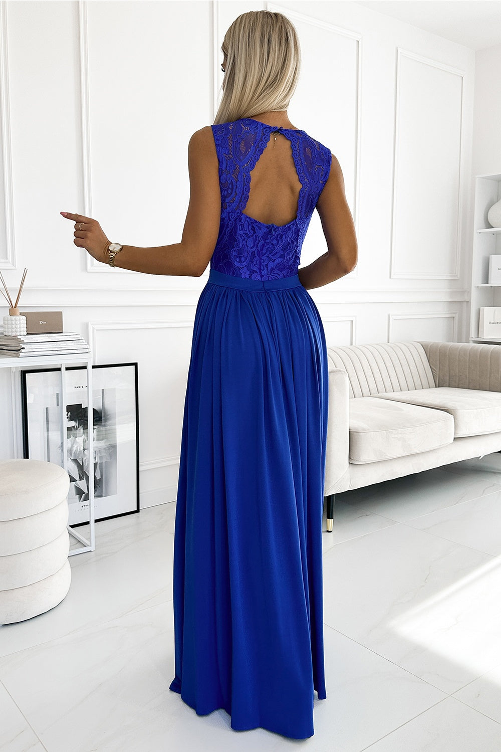 Numoco Lea Blue Lace Maxi Dress - view 2