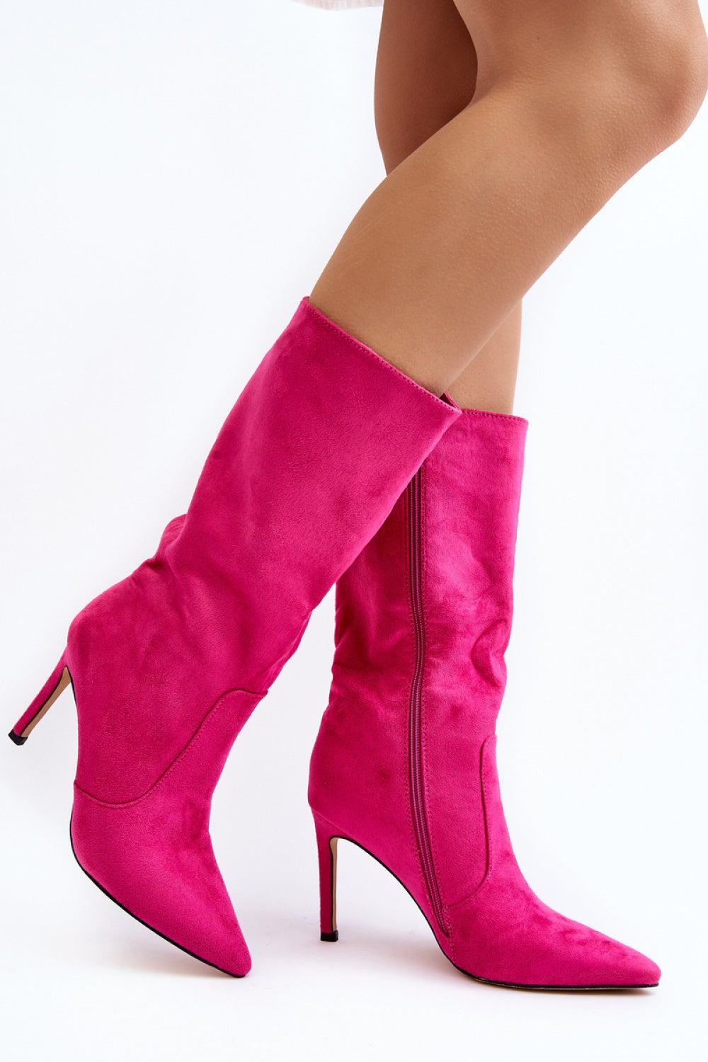 Step In Style Odetteia Fuchsia Faux Suede Stiletto Heeled Ankle Boots - view 2