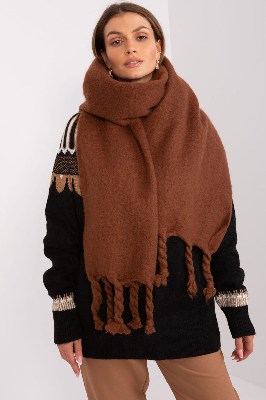 AT Brown Loose Fit Shawl