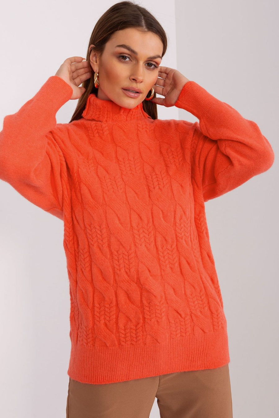 AT Orange Long Sleeve Roll Neck Jumper