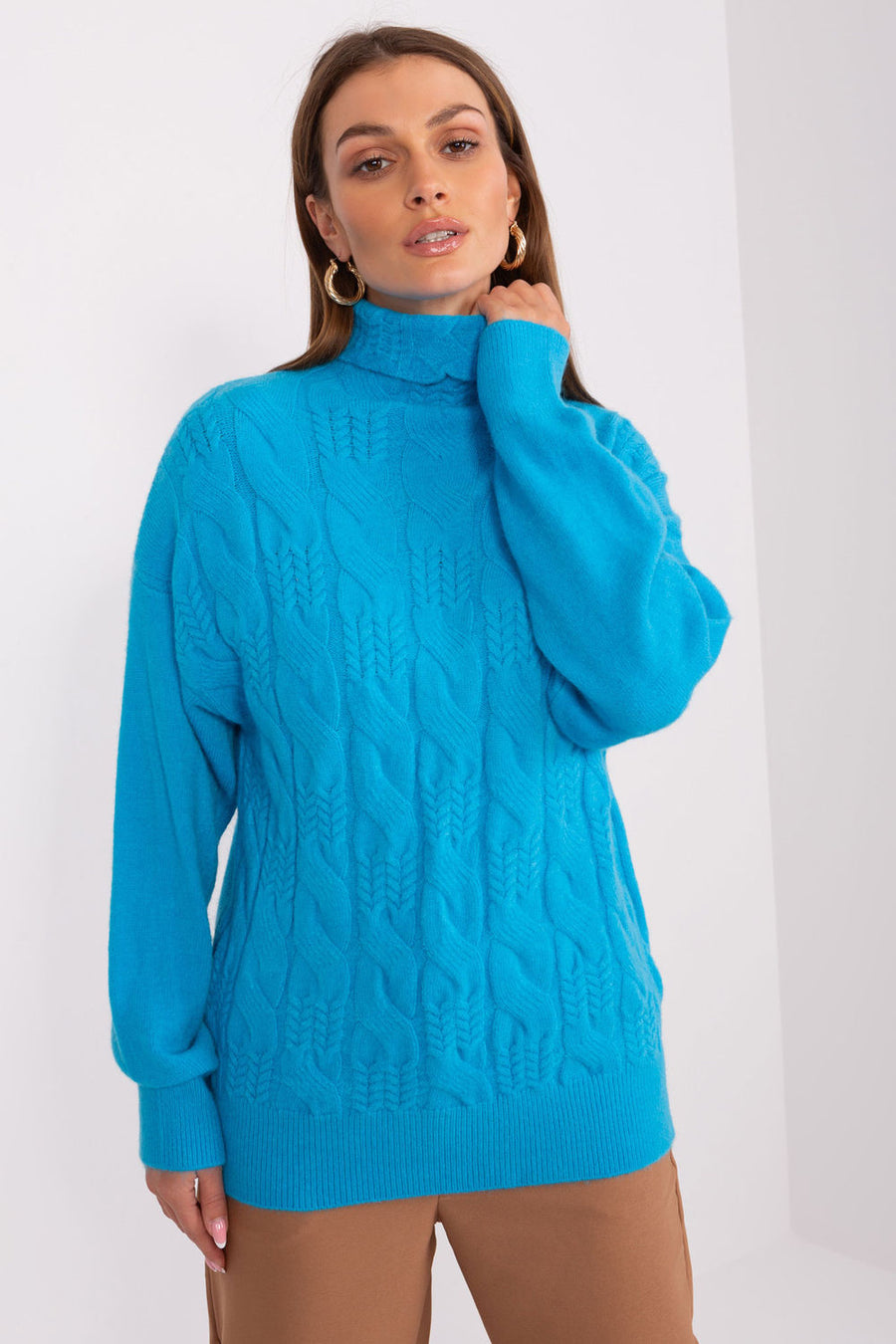 AT Blue Long Sleeve Roll Neck Jumper