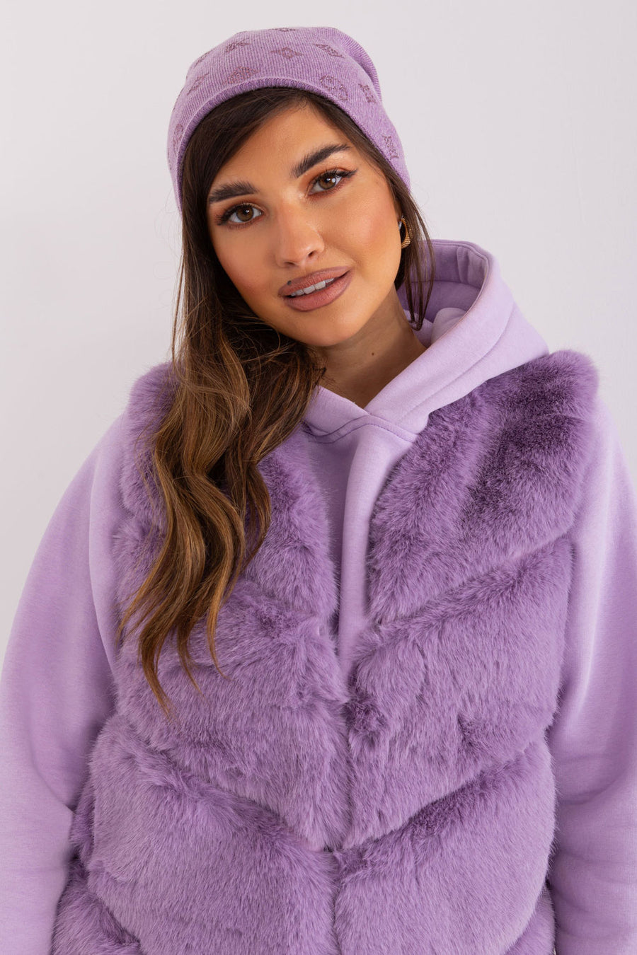 AT Light Violet Acrylic Beanie Hat