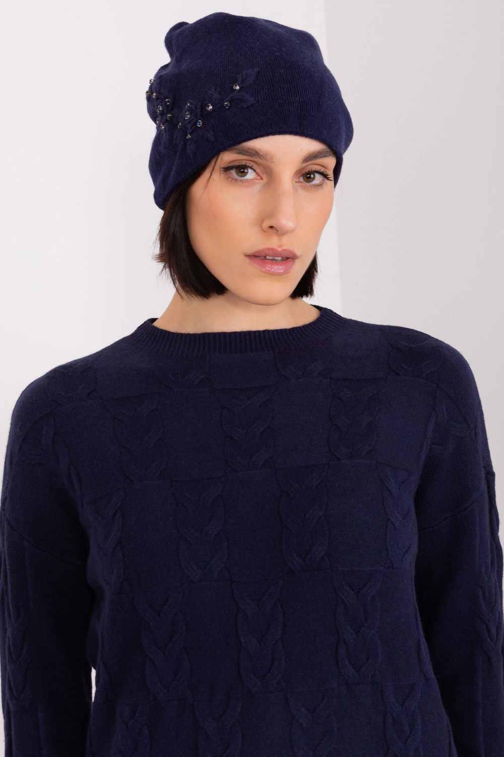 AT Navy Knitted Beanie Hat
