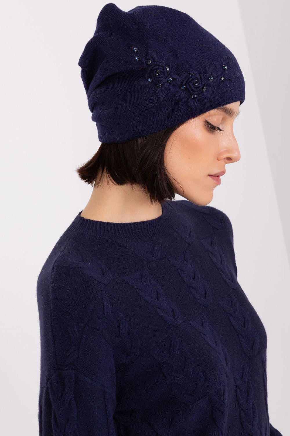 AT Navy Knitted Beanie Hat - view 2