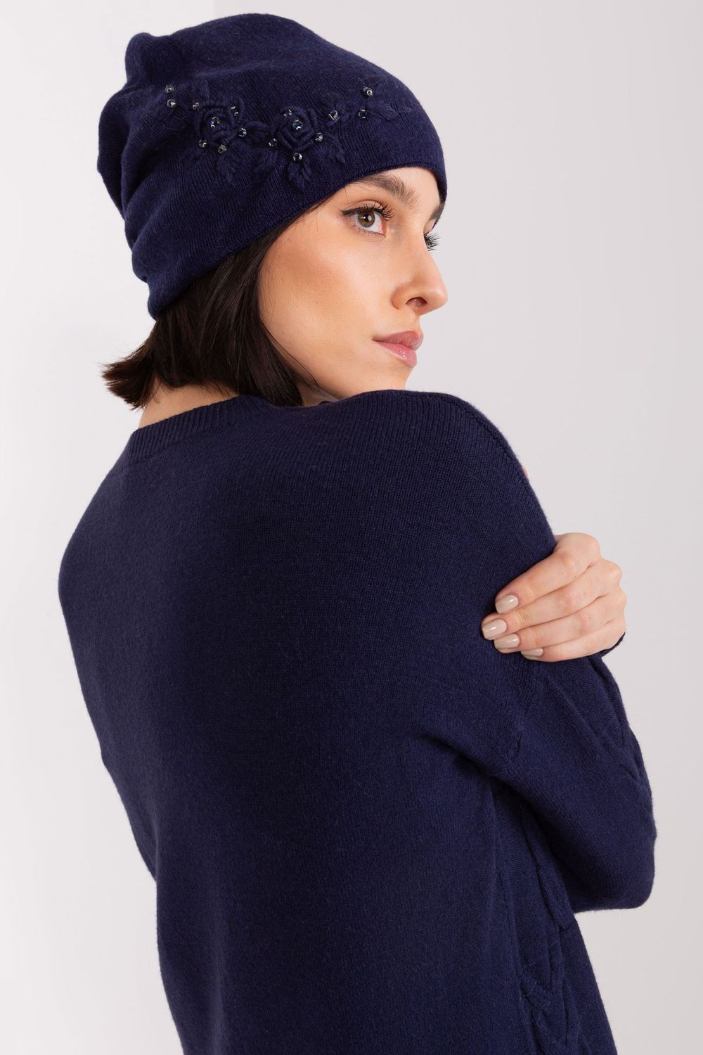 AT Navy Knitted Beanie Hat - view 4