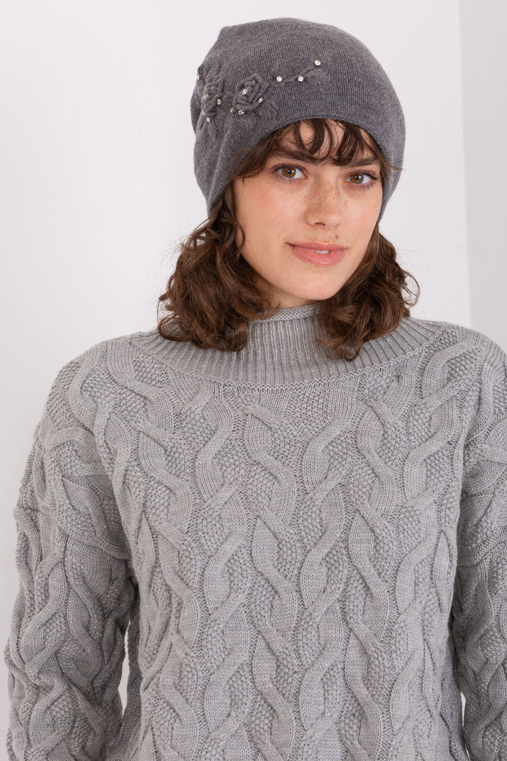 AT Dark Grey Knitted Beanie Hat
