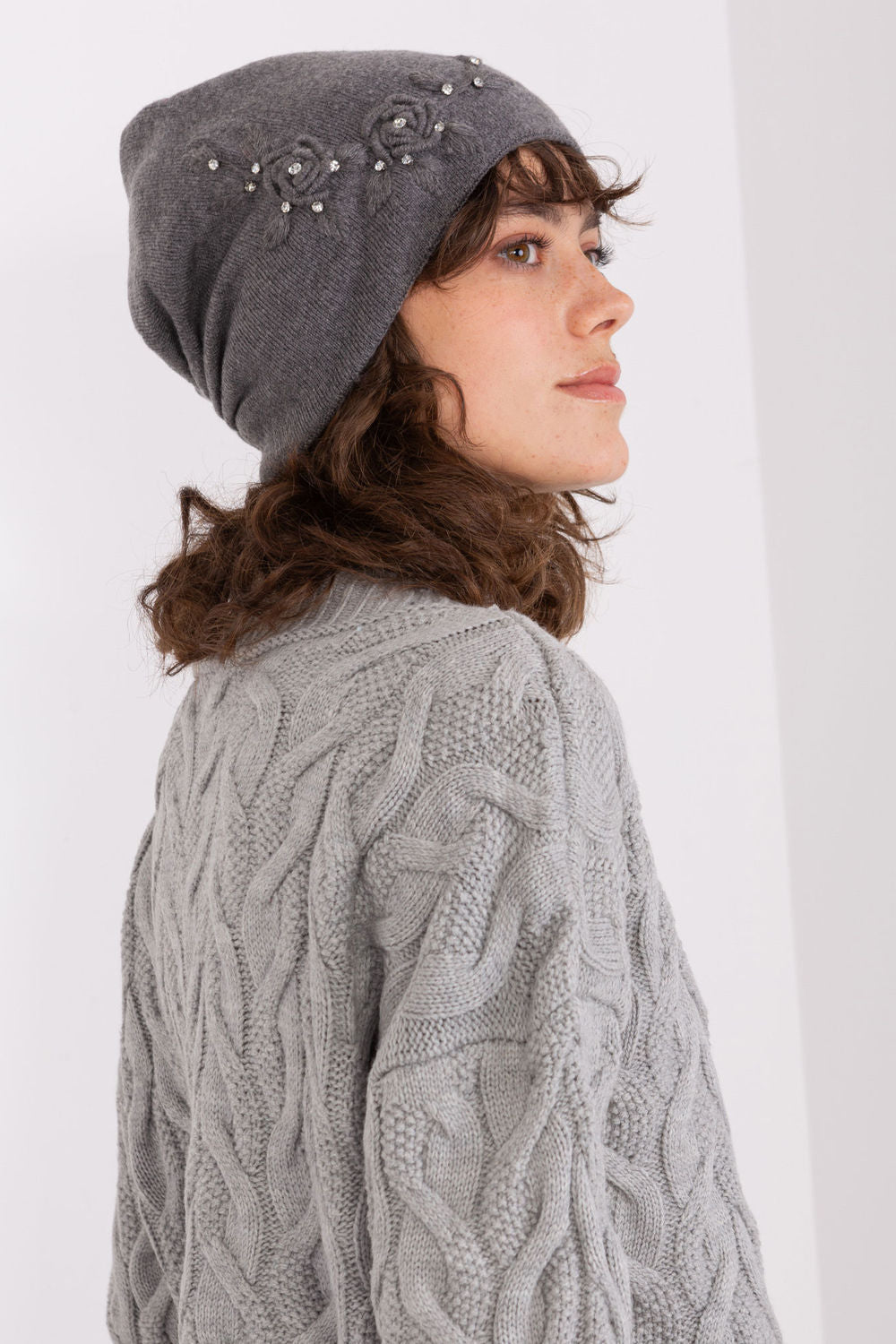 AT Dark Grey Knitted Beanie Hat - view 2