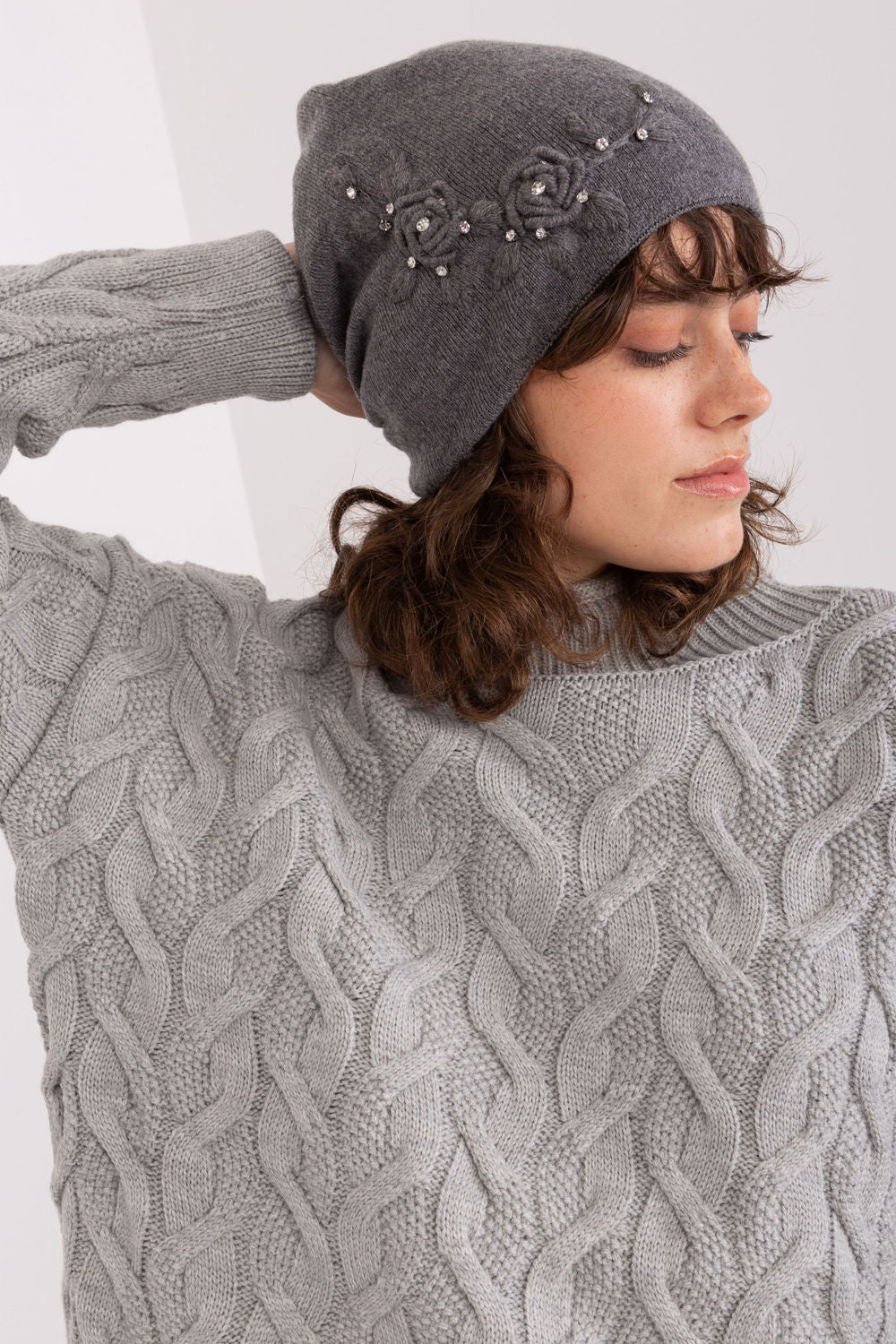 AT Dark Grey Knitted Beanie Hat - view 4