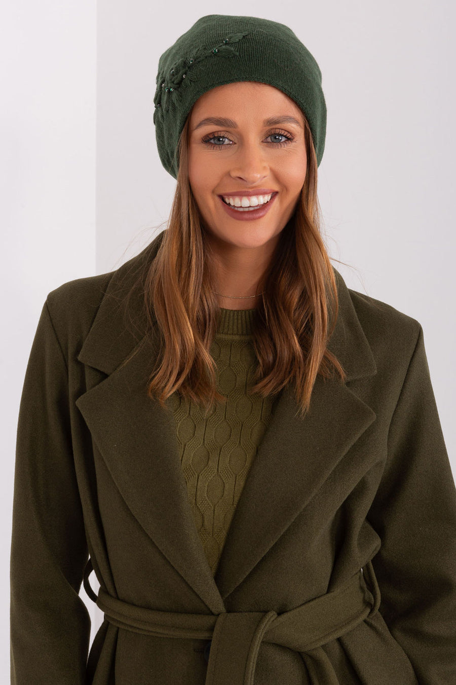 AT Dark Green Knitted Beanie Hat
